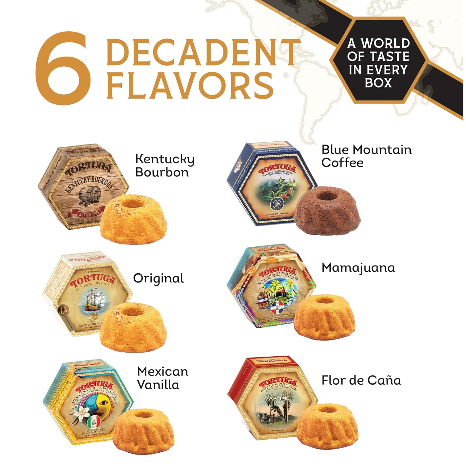 TORTUGA Provenance Rum Cake Variety Pack – 4 oz. - 6 Pack - The Perfect Premium Gourmet Gift for Stocking Stuffers, Gift Baskets