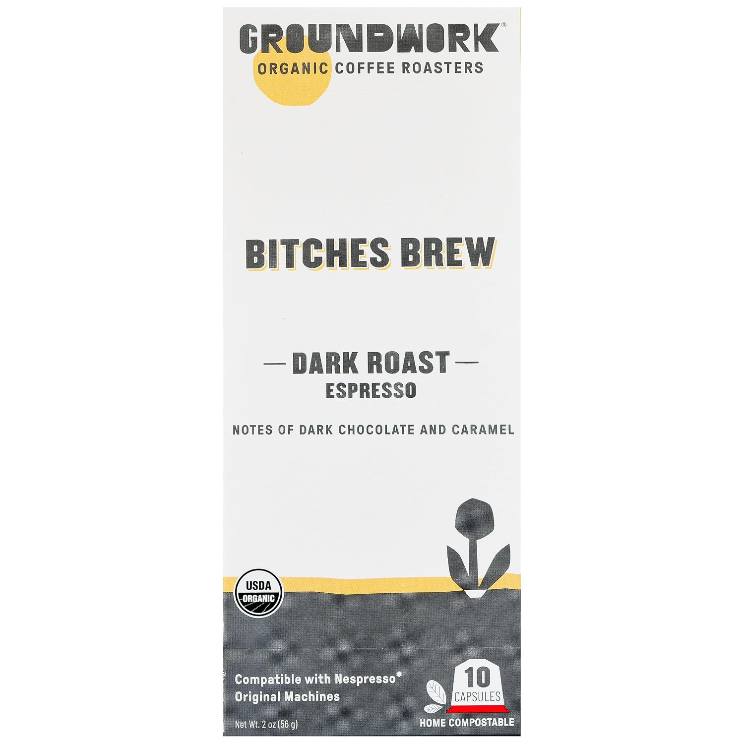 GROUNDWORK B*tches Brew Whole Bean Coffee Dark Roast Blend - USDA Organic Signature Blend Coffee Beans - 12oz Bag (Pack of 1)