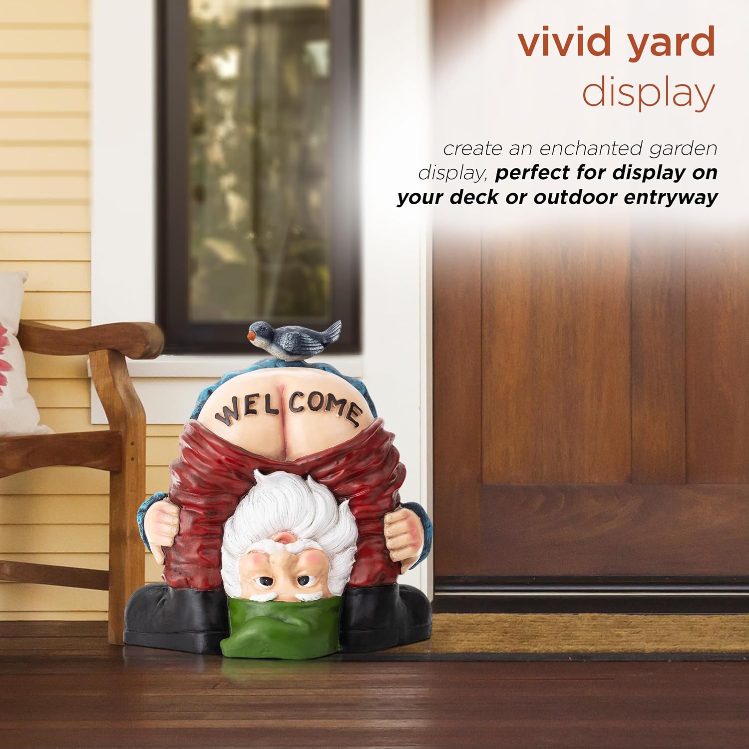 Alpine Corporation 12" Tall Traditional Outdoor Garden Gnome Yard Statue Decoration