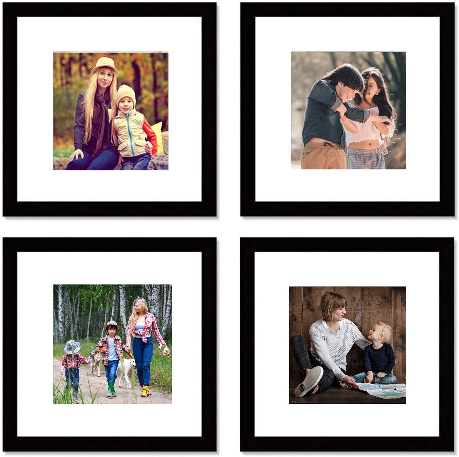 pojah 12x12 Black Picture Frame Set of 4,Wall Frames,HD Plexiglass