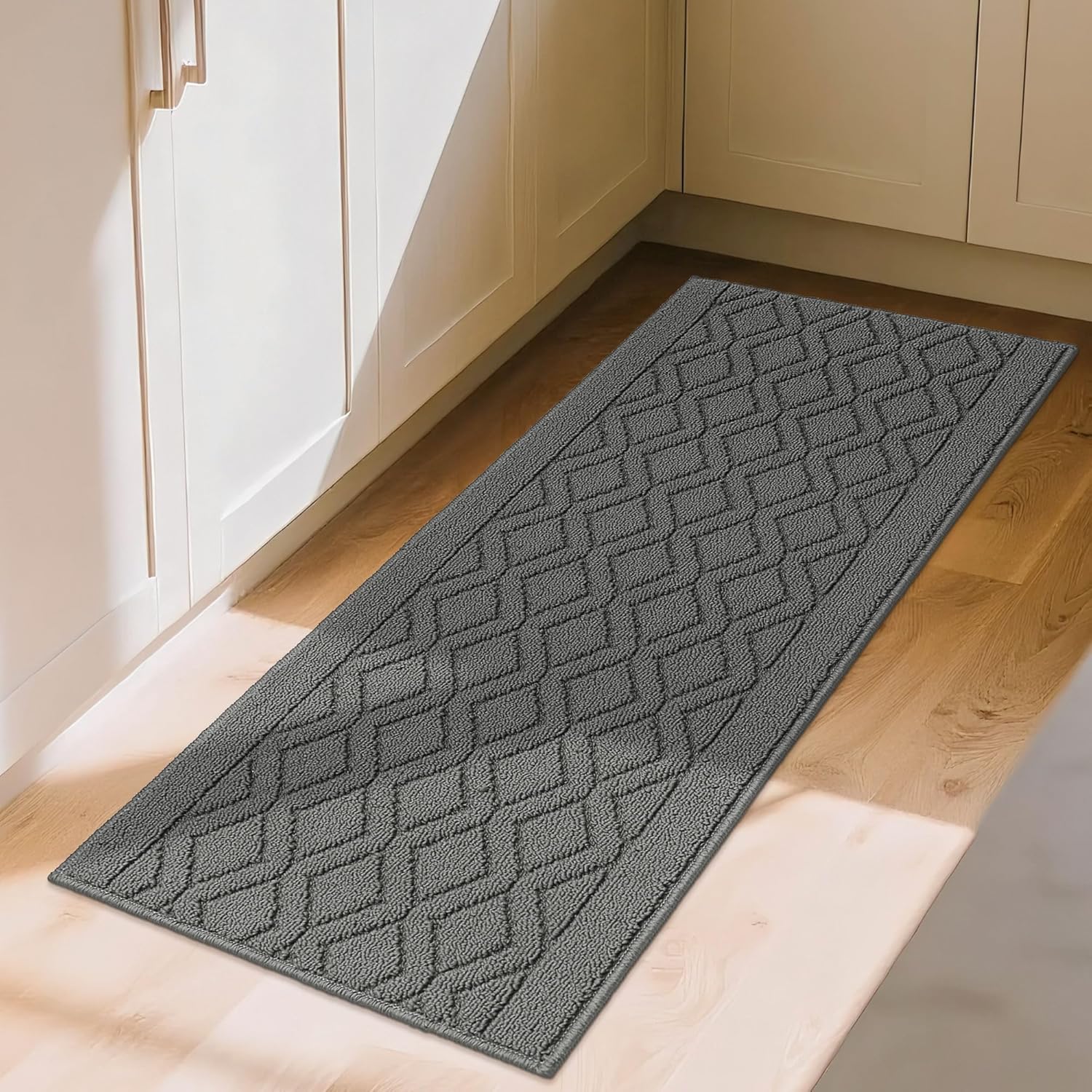COSY HOMEER 48x20Inch/30X20Inch Kitchen Rug Mats,Grey