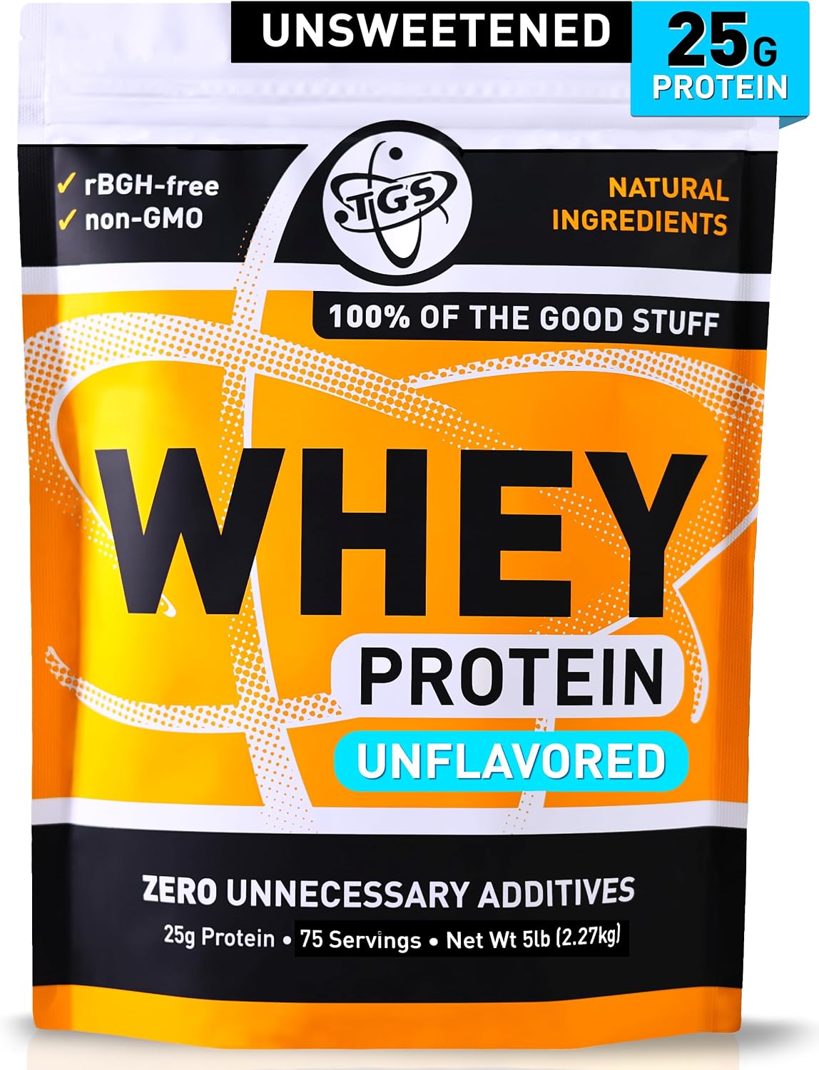 Whey Protein Powder Unflavored, Unsweetened - No Artificial Ingredients for Men & Women - 2lb Soy-Free, No Gluten, Keto Friendly - Post Workout Muscle Recovery