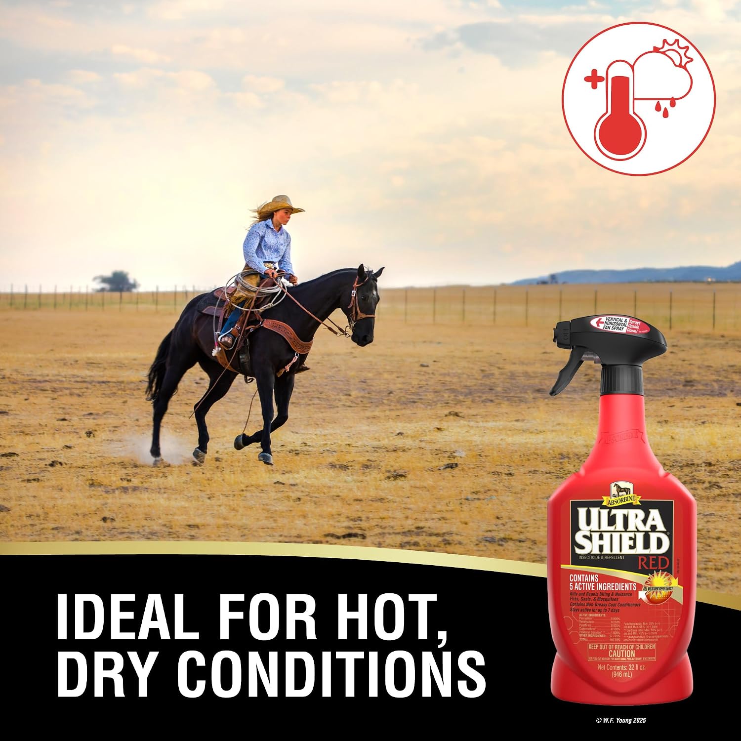 Absorbine UltraShield Red Insecticide & Repellent, 128 fl oz Gallon | Use on Horses & Premise, All-Weather up to 7 Days, Repels & Kills Multiple Species Including Flies, Mosquitoes & Gnats