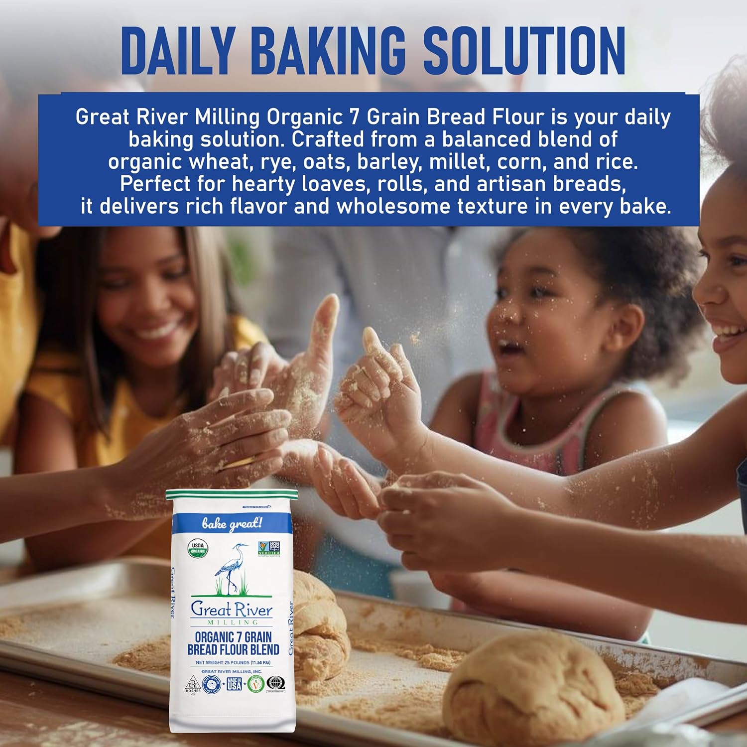 Great River Milling Organic 7 Grain Bread Flour, 25 lb