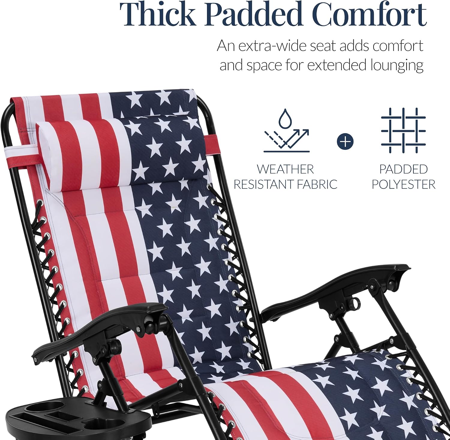 Best Choice Products Oversized Padded Zero Gravity Chair, Folding Outdoor Patio Recliner, XL Anti Gravity Lounger for Backyard w/Headrest, Cup Holder