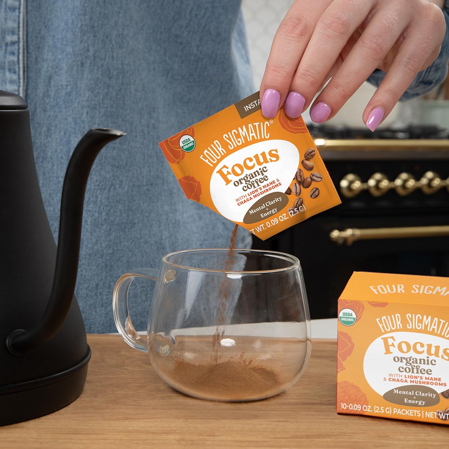 Four Sigmatic Mushroom Mix Coffee Lion's Mane | Focus | Pack of 3 (30 Packets Total)