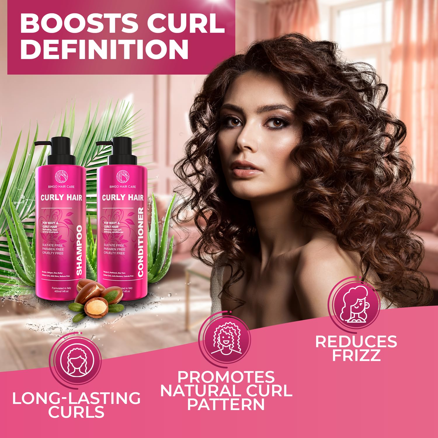 Moroccan Argan Oil Shampoo and Conditioner Set - Sulfate Free, Anti Frizz Hydrating Care for Women - Deep Moisturizing Treatment for Color, Keratin Treated, Curly, Damaged and Dry Hair