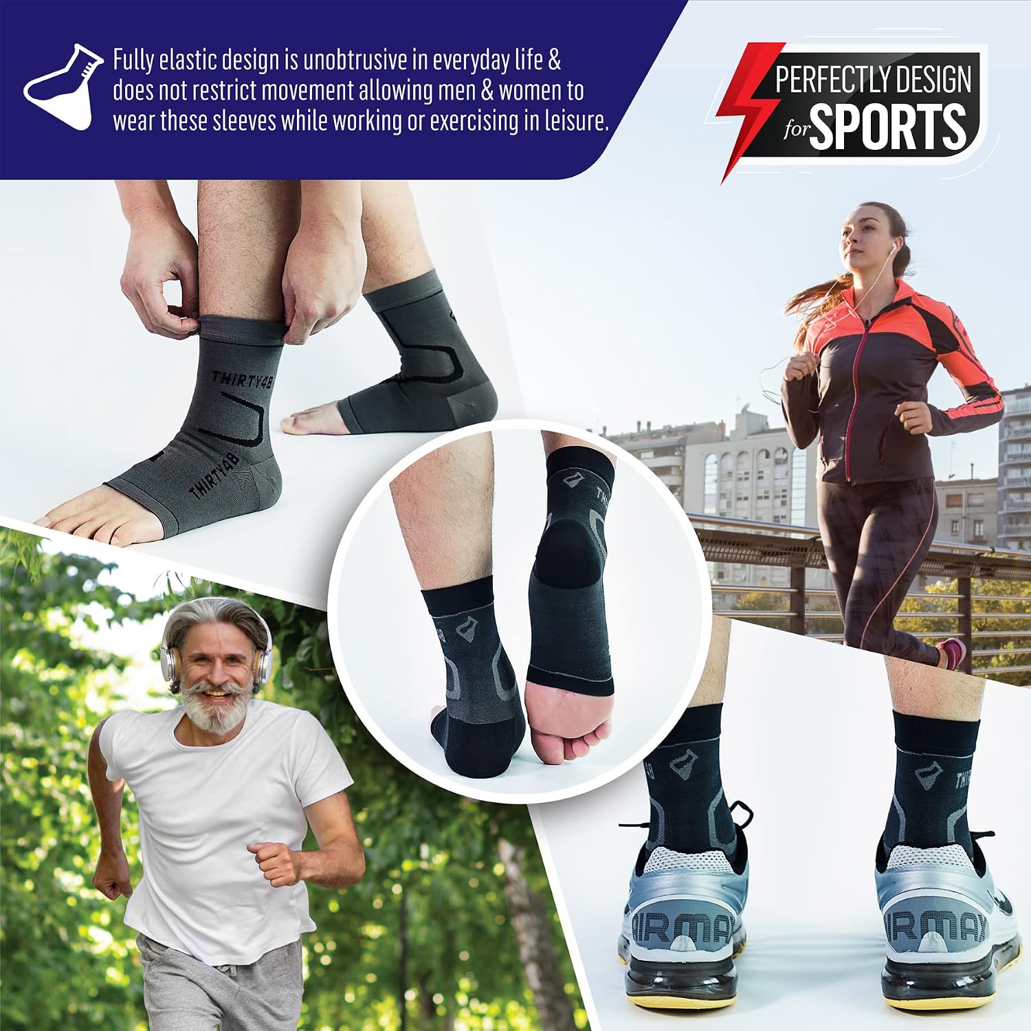 Plantar Fasciitis 20-30 mmHg Ankle Compression Socks, Foot Brace | Increase Blood Circulation, Relieve Arch Pain, Reduce Foot Swelling, Achilles Tendonitis, Open Toe Stabilizing Sleeve Wrap