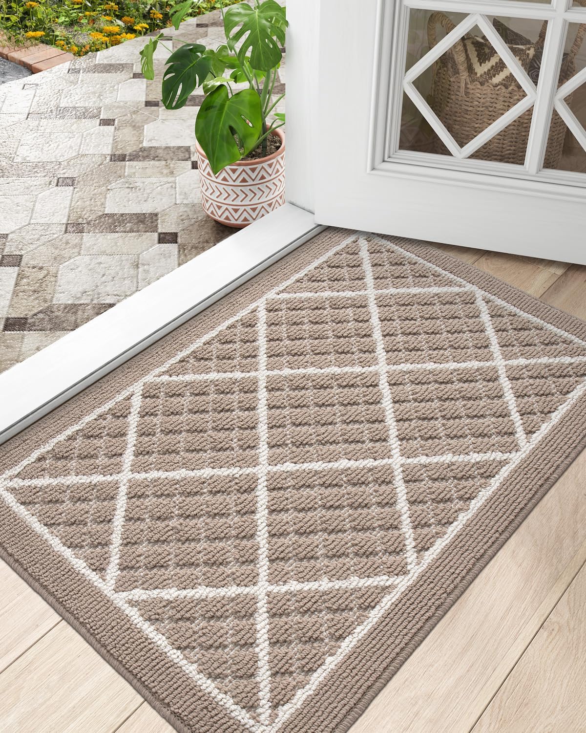 DEXI Front Door Mat Indoor Entryway 24x36 Inside Entrance Doormat Green