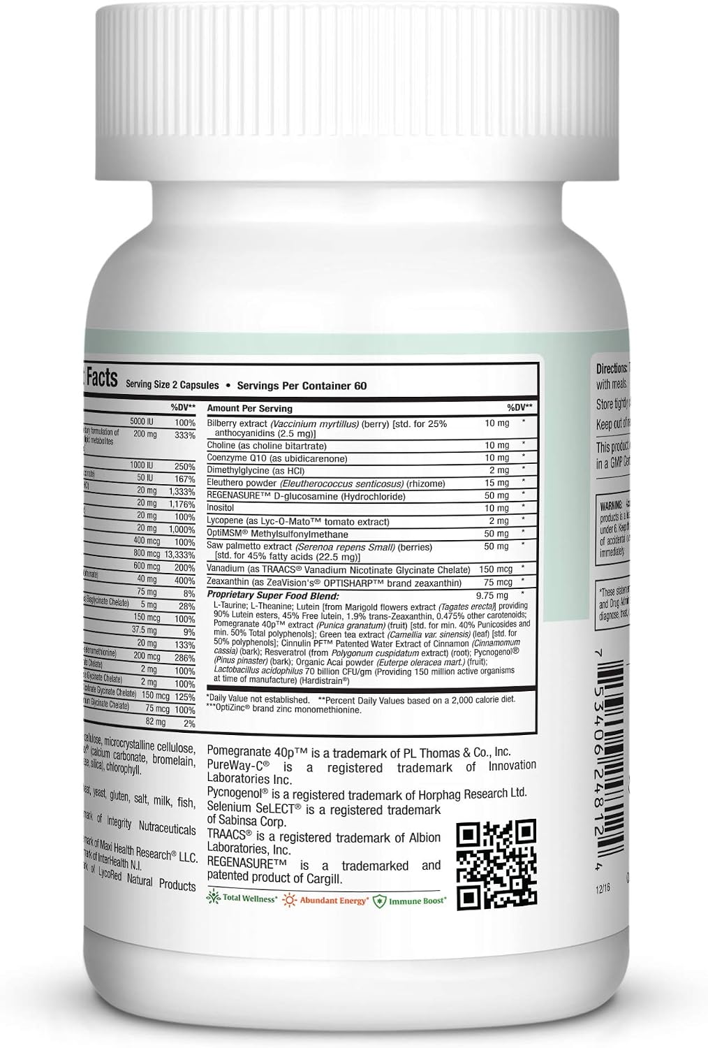 Womens Multivitamin 50 Plus – Daily Multivitamin for Women Over 50 with Vitamin B12, A, D, C, Zinc, Magnesium & More – Energy, Immune & Heart Support Womens Multi Vitamins - Non-GMO – 60 Capsules