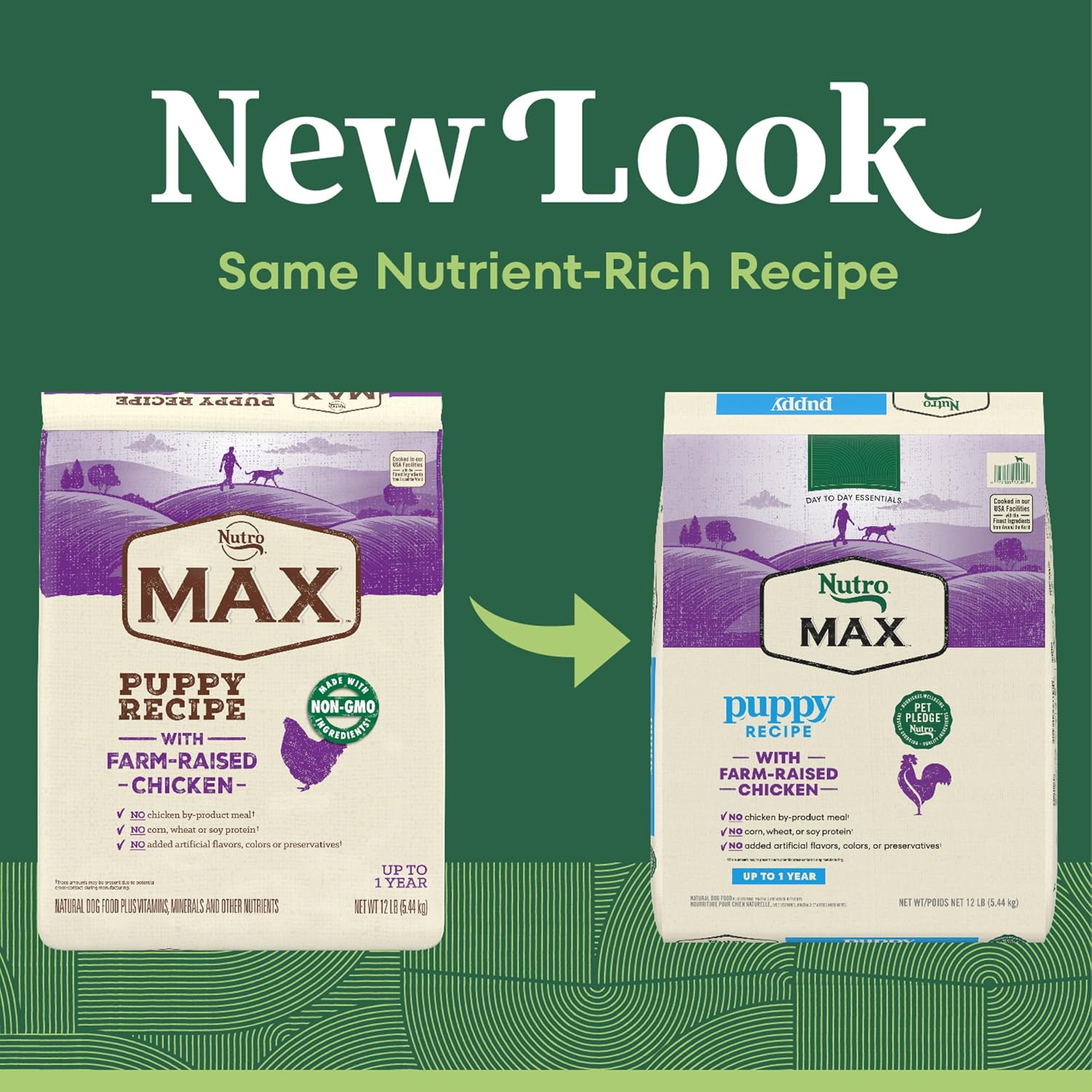 Nutro Max Puppy Recipe Dry Dog Food, Farm-Raised Chicken, 12 lb | 100% complete & balanced, omega 3 & 6 fatty acids, supports digestion & skin, no artificial preservatives or colors