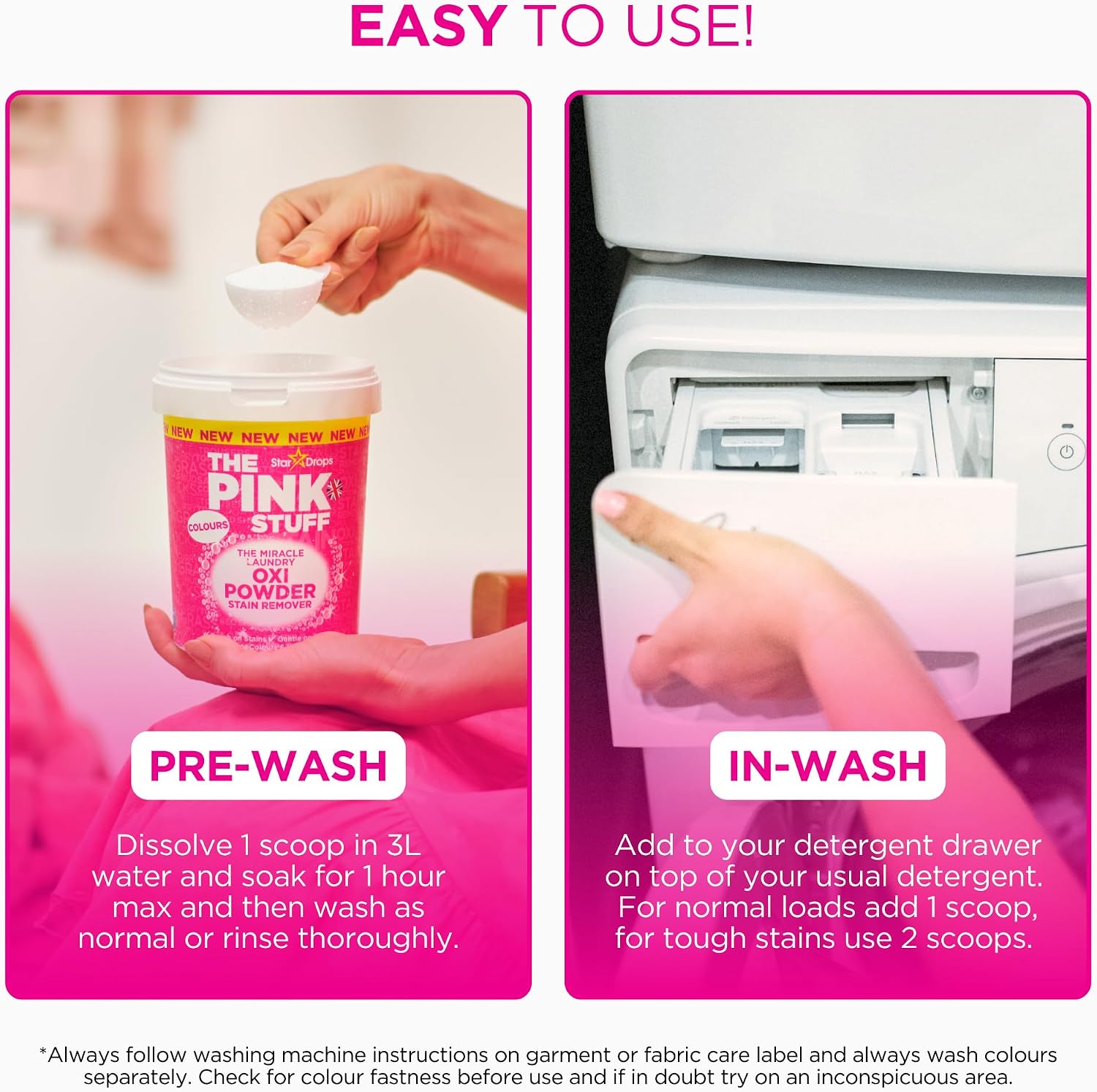 Stardrops The Pink Stuff Miracle Laundry Oxi Powder Stain Remover for Colours, 35.2 Oz