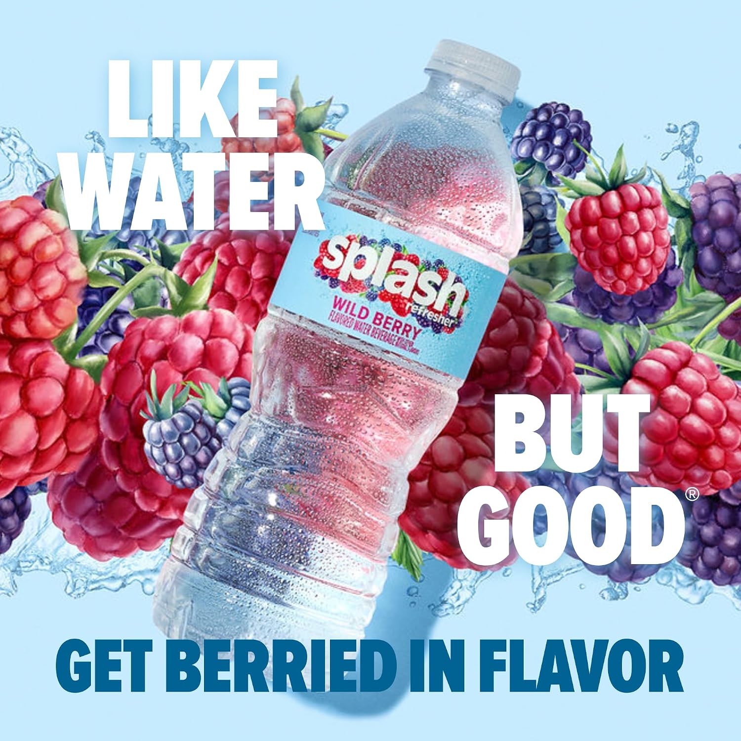 SPLASH REFRESHER Flavored Water Bottles, Mandarin Orange - 6 Pack | Refreshing Flavored Bottled Water with Electrolytes - Zero Sugar & Zero Calories - 16.9 Fl Oz