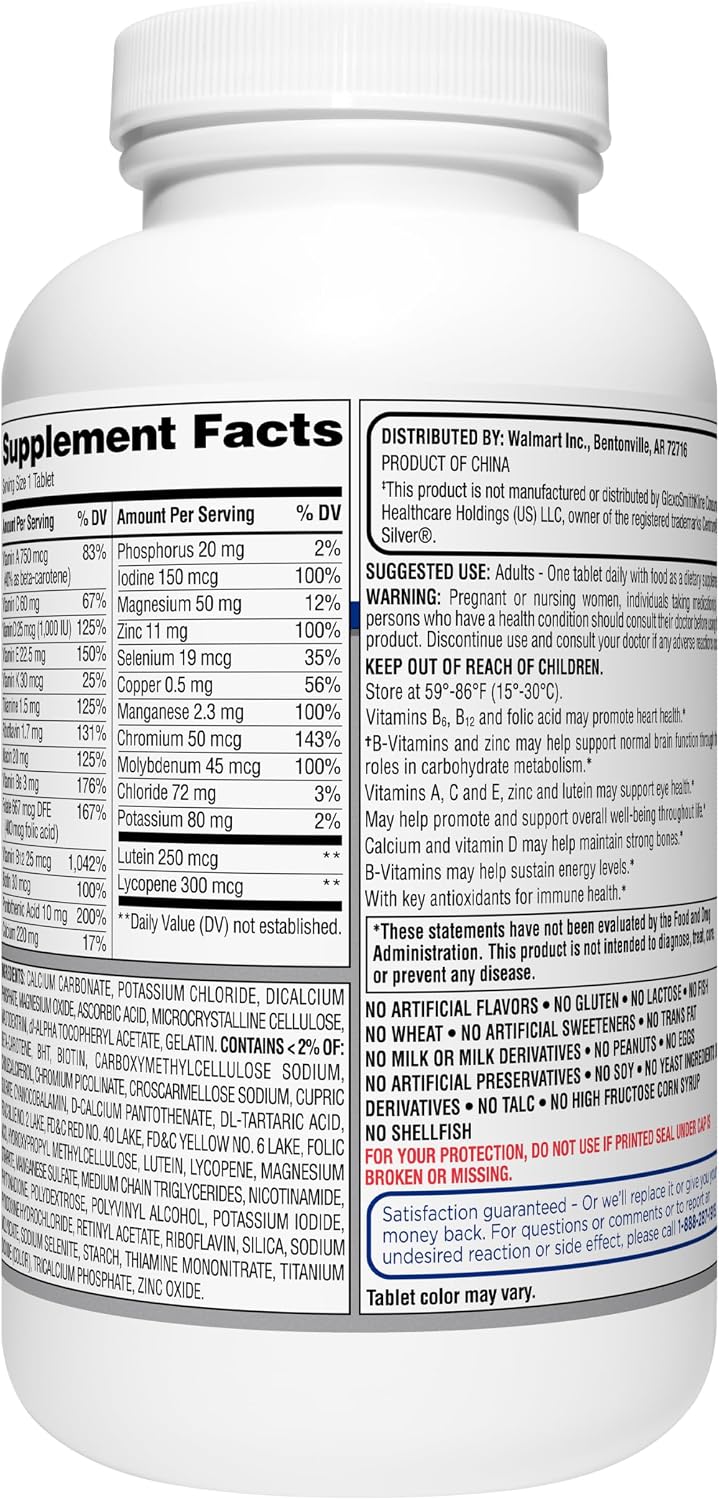 Equate Mature Adult 50+ One Daily Complete Multivitamin Compare to Centrum Silver (220 Ct) ( Pack of Two )