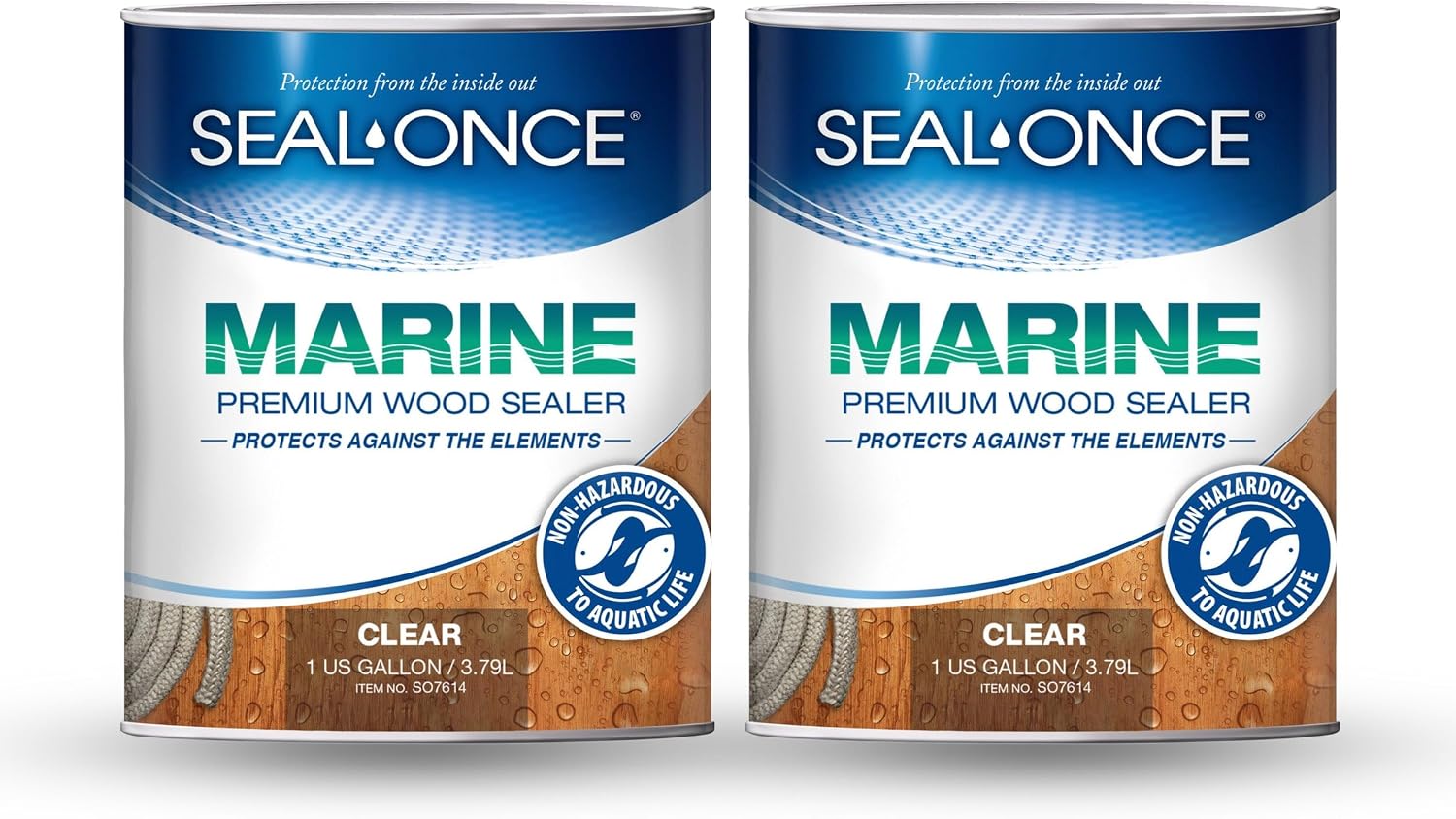 SEAL-ONCE Marine Penetrating Wood Sealer and Waterproofer, Clear, 1 Gallon | Waterproofer & Stain, Water-Based, Ultra-low VOC formula, For high-moisture areas