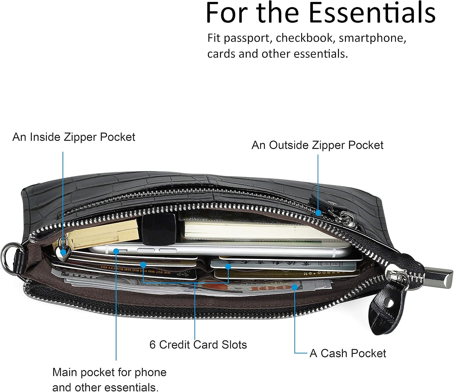 befen Genuine Leather Small Crossbody Bags for Women Wristlet Wallet Purses | Real Leather, RFID Blocking Card Slots, Wristlet Strap, Clutch Purse, Fit iPhone 17 Pro Max, Leather Handbags