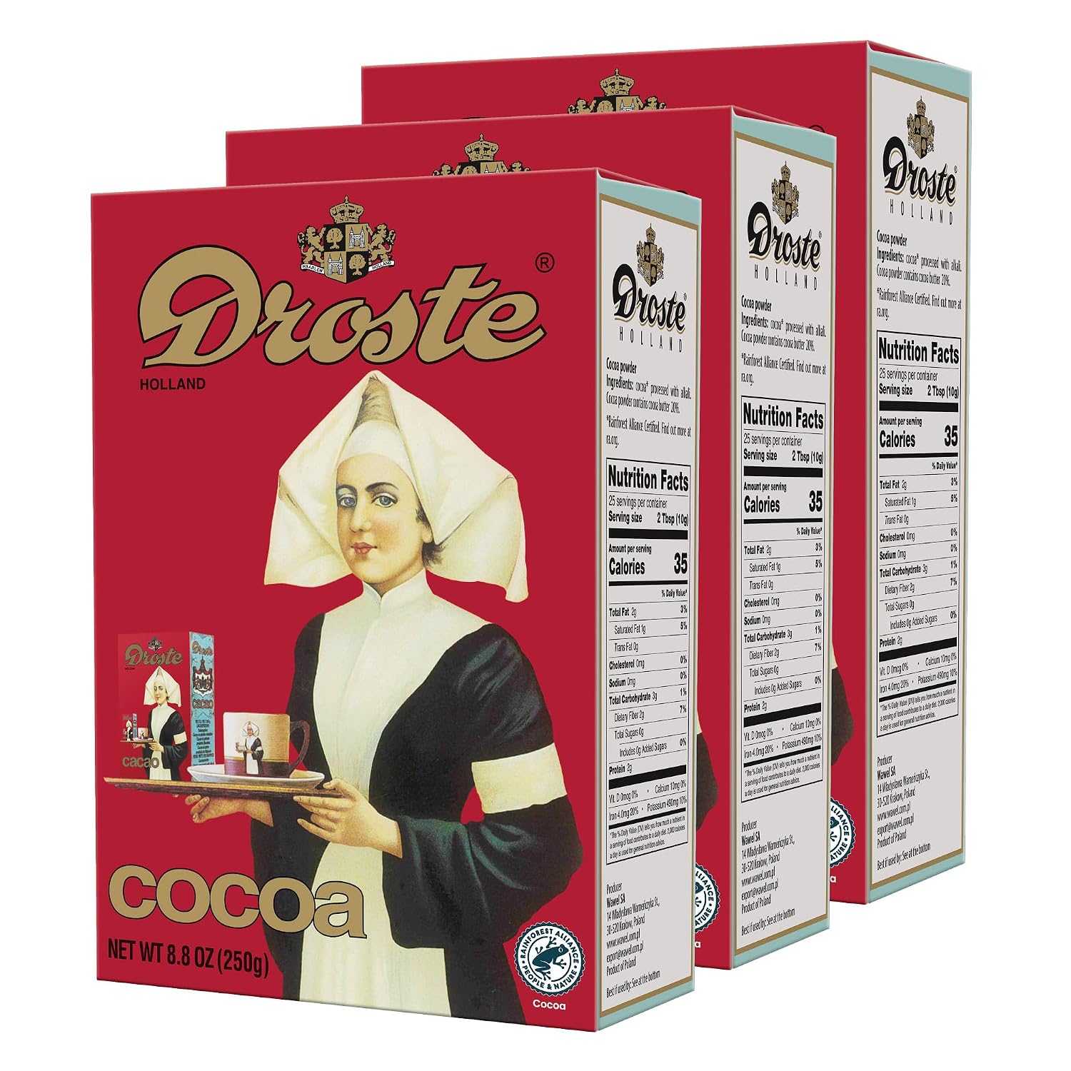 Droste Cocoa Powder Dutch Style Cocoa for Baking Desserts and More, 8.8 Ounce (Pack of 3)