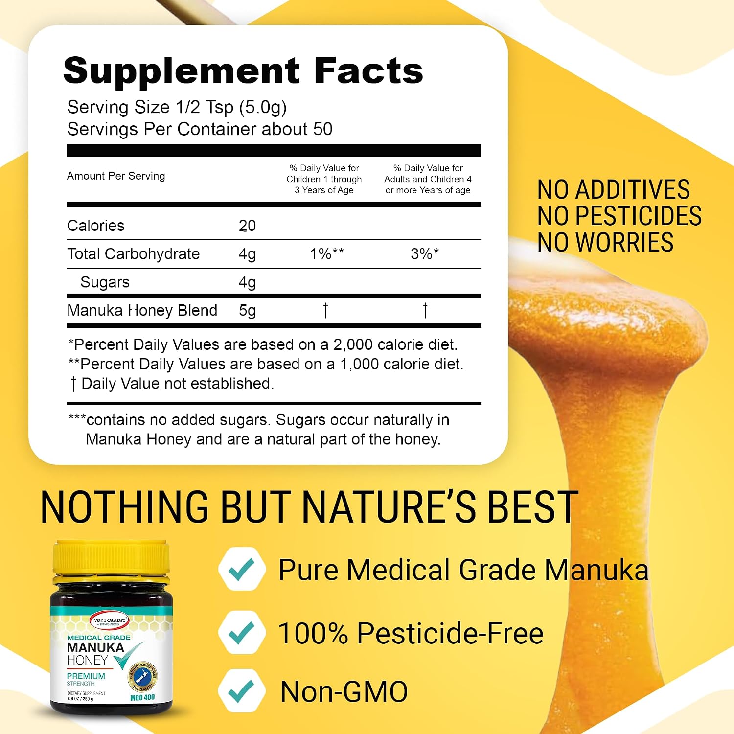 ManukaGuard® Medical Grade Manuka Honey MGO 400+ | 100% Authentic New Zealand Manuka Honey | Healing Honey for Immunity Boost | 8.8 oz