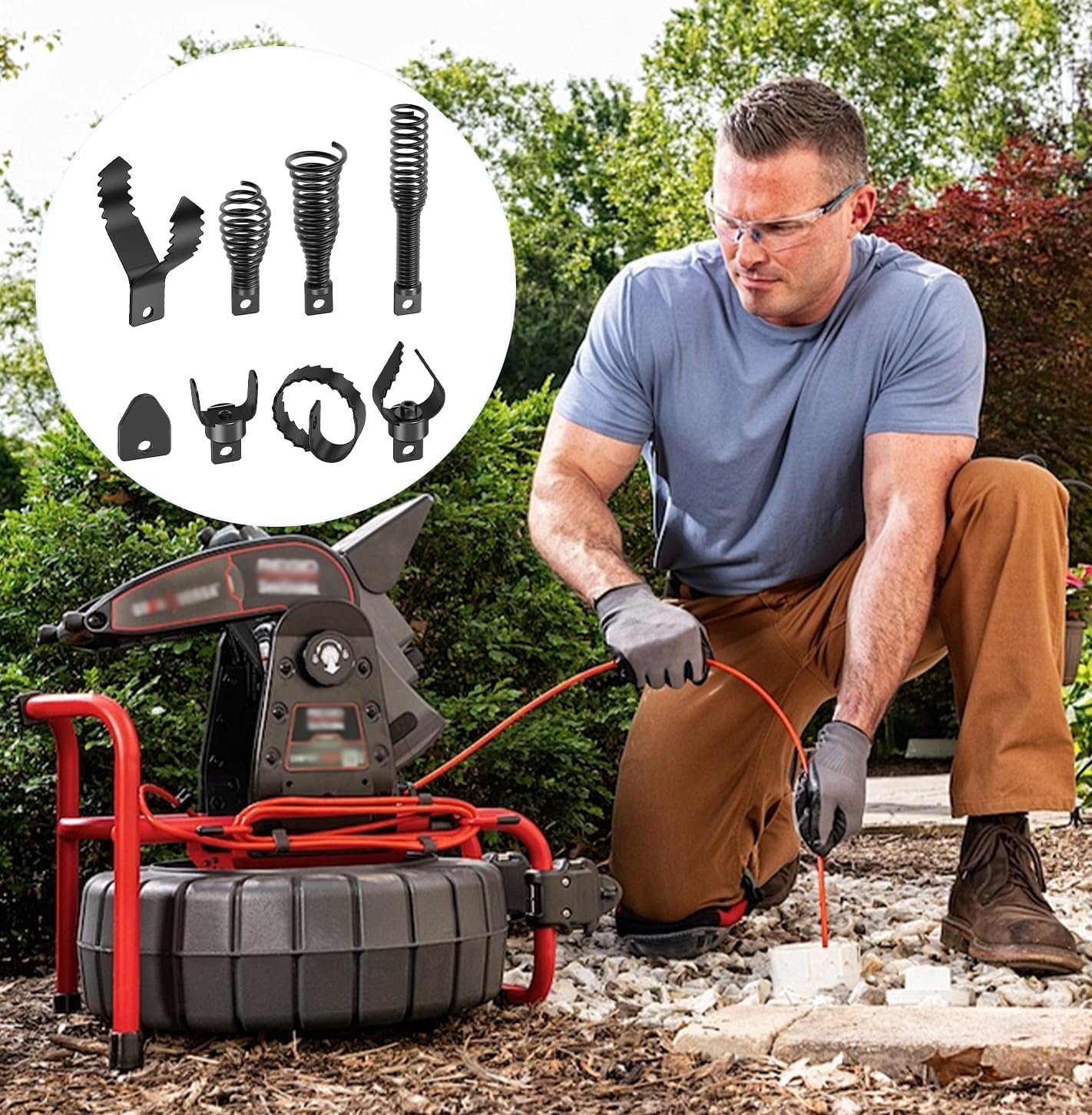 Drain Snake Drill Attachments, 8-Piece Drain Cleaner Combination Cutter Heads, Used in 50FT-100FT Electric Drain Snake