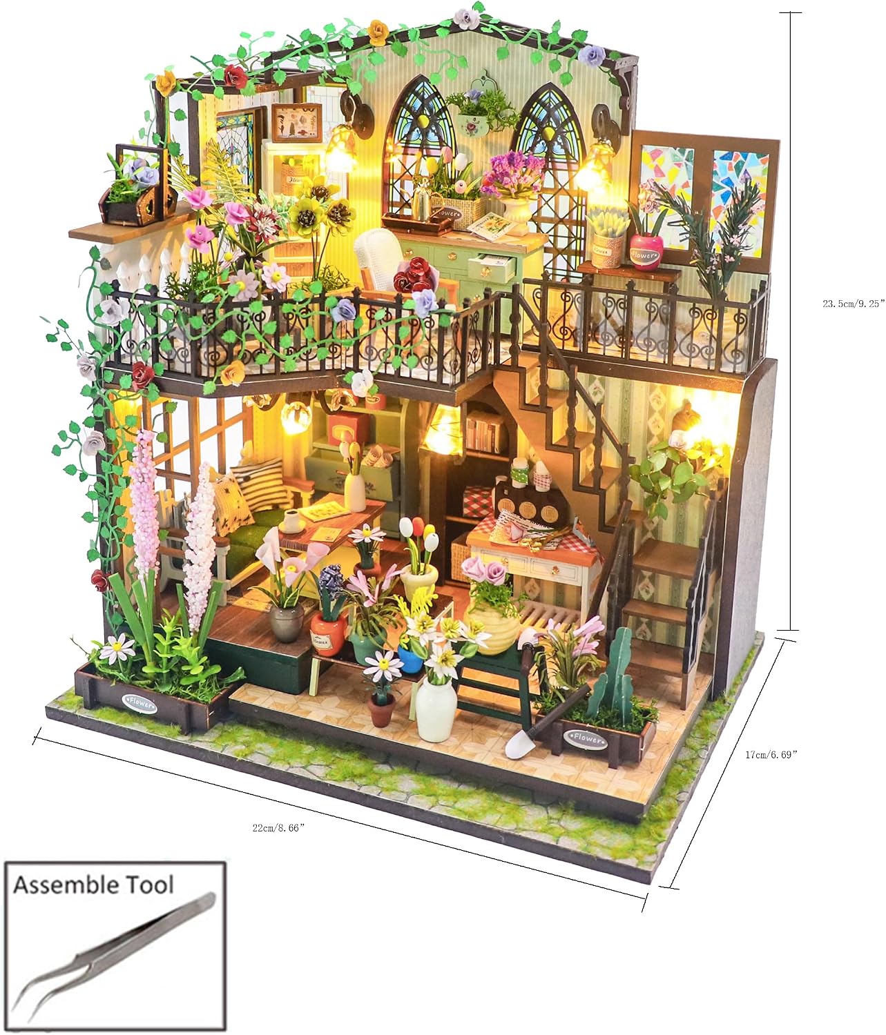 MAGQOO Wooden Dollhouse Miniature with Furniture DIY Dollhouse Kit DIY House Kit Tiny House Kit with Voice Control and Music Movement 1:18 Scale Creative Room Idea(Time Travel)