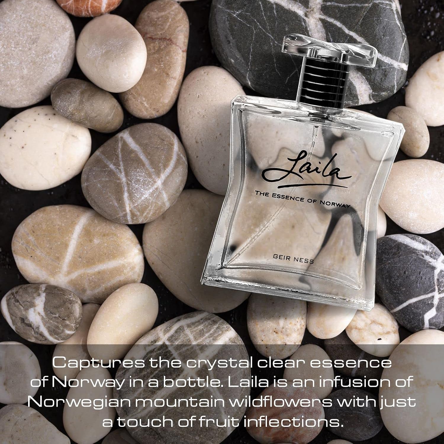Geir Ness Laila Eau de Parfum for Women, Essence of Norway, 1.7 oz | Laila perfume, airy fruity-floral fragrance, long-lasting wear, everyday scent, 50 ml spray bottle