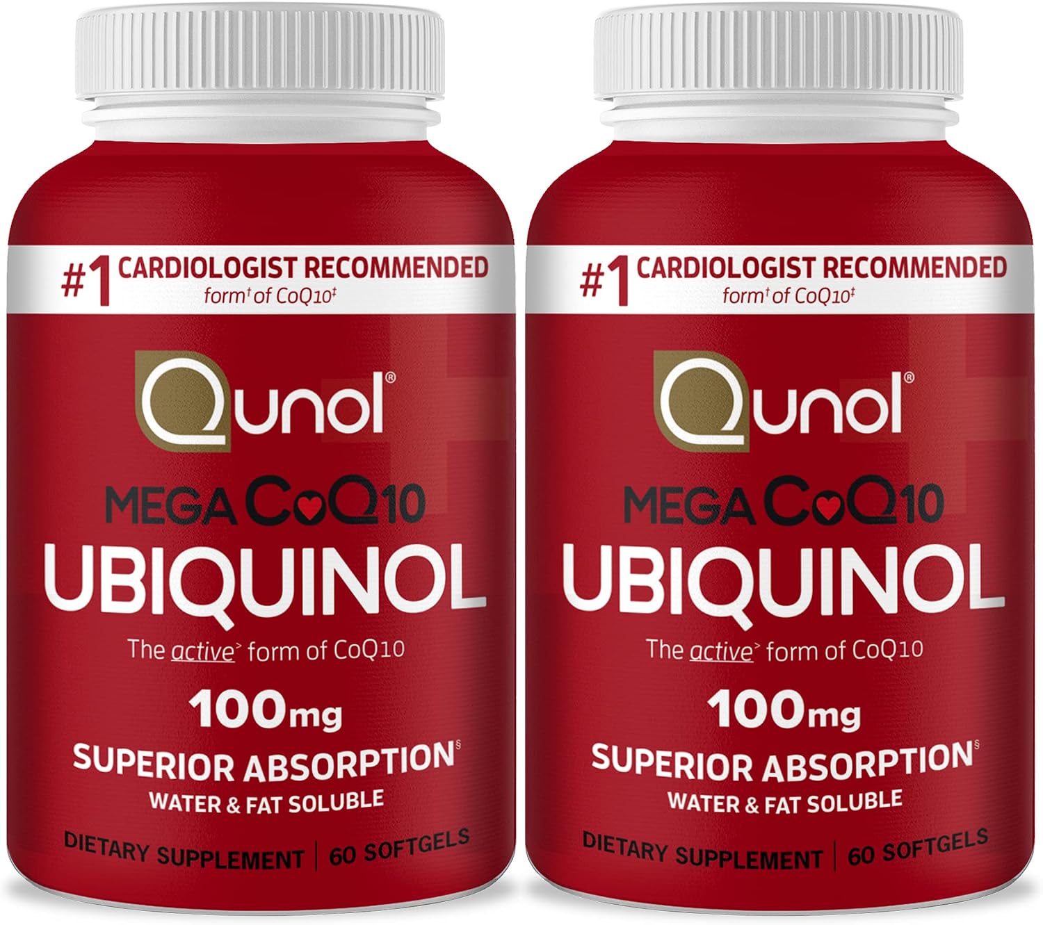 Qunol Mega Ubiquinol CoQ10 100mg, Superior Absorption, 100 Softgels | #1 Cardiologist Recommended Supplement for Heart Health, Coenzyme Q10 Supplement to support Vascular Health & Cellular Energy