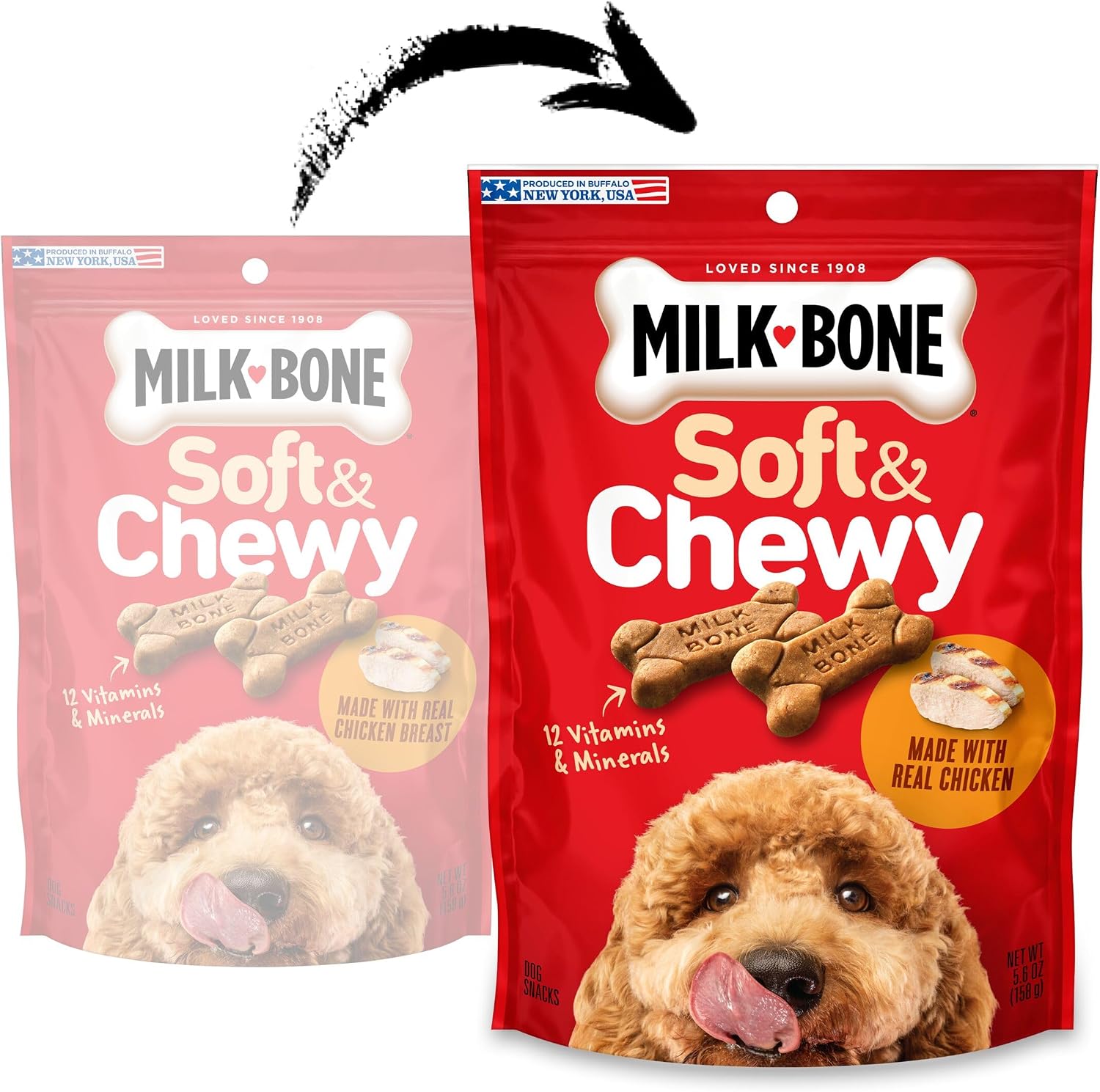 Milk-Bone Soft & Chewy Dog Training Treats, 25 oz Canister | Made with real chicken breast, soft dog treats for training and rewarding, 18% protein, fortified with vitamins and minerals
