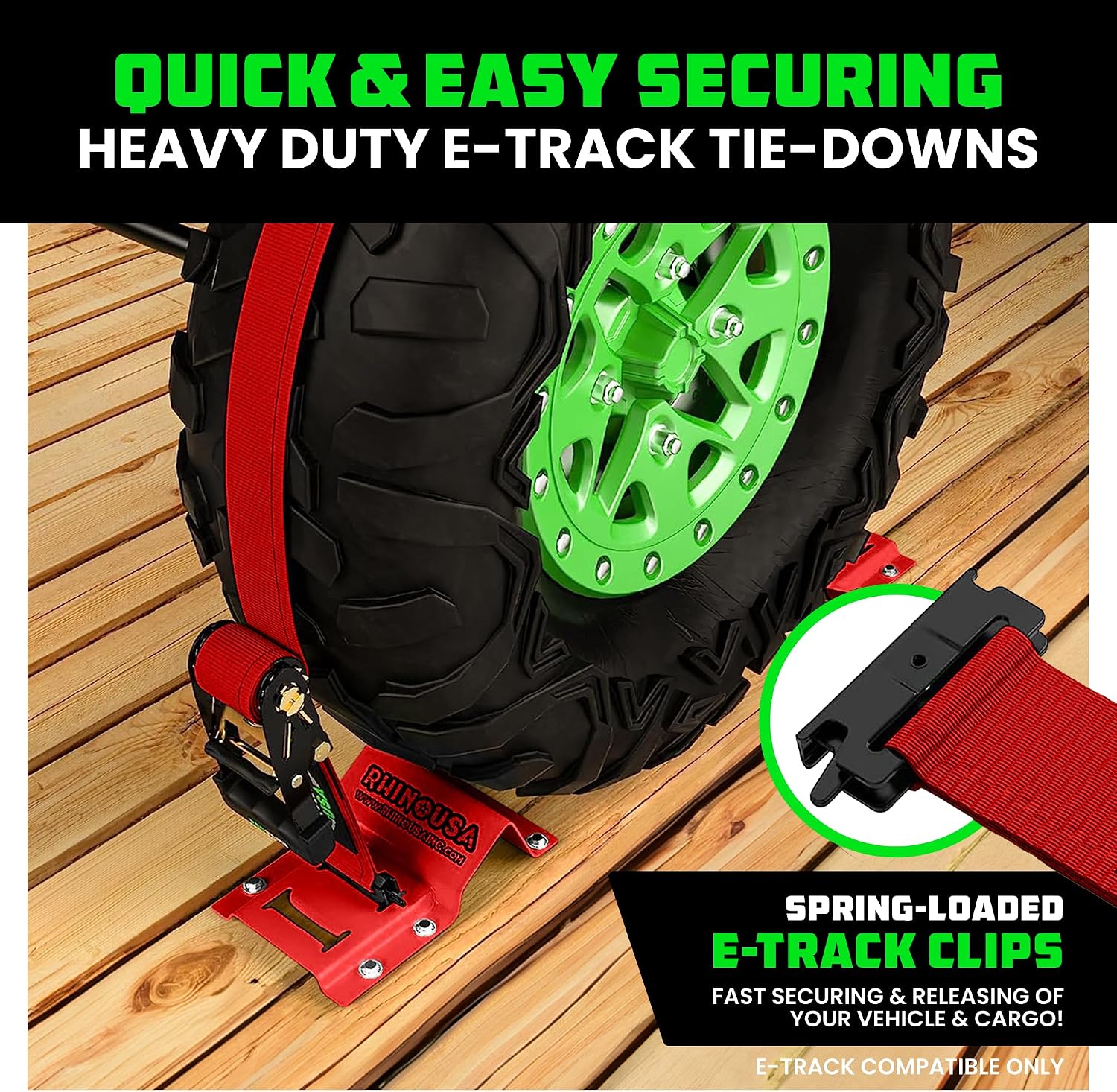 Rhino USA Wheel Chock Tie Down Kit (4,500lb) - 2 Straps & 4 Chocks