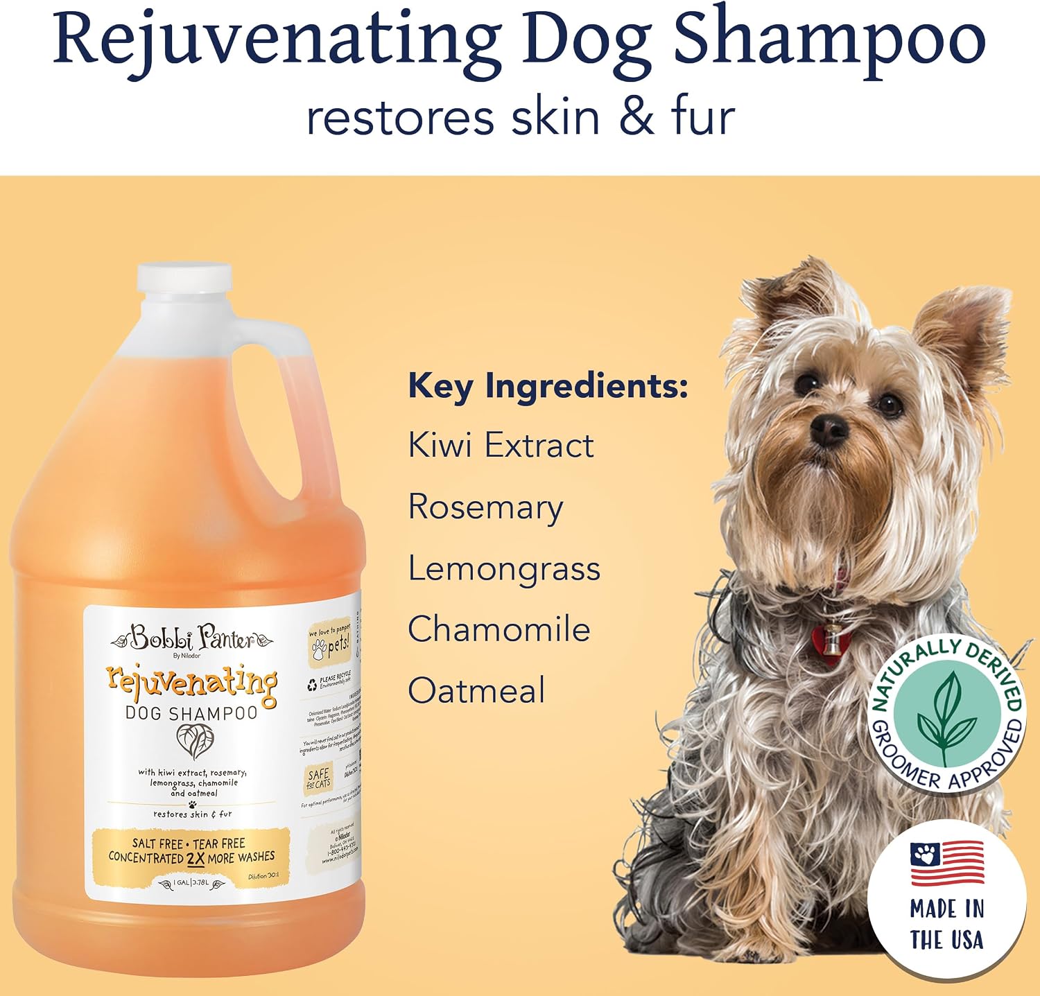 Bobbi Panter Soothing Dog Shampoo Tea Tree, Lavender, Cucumber & Oat Protein – Natural Formula for Sensitive Skin & Irritation Relief, Tear-Free, 30:1 Concentrate, Made in USA, 14 oz