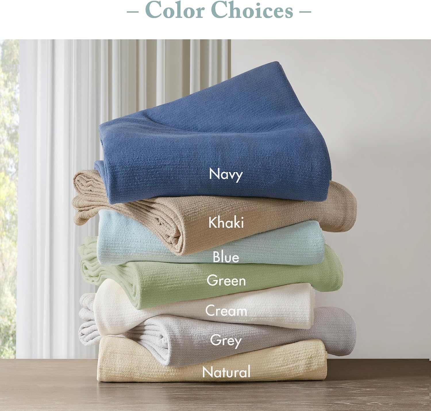 Madison Park 100% Cotton Breathable Queen Size Blanket for Bed, Blue | Freshspun Basketweave, All Season, Farmhouse Classic Bed Cover Full for Summer, OEKO TEX, Warm Home Essential For Couch, Sofa