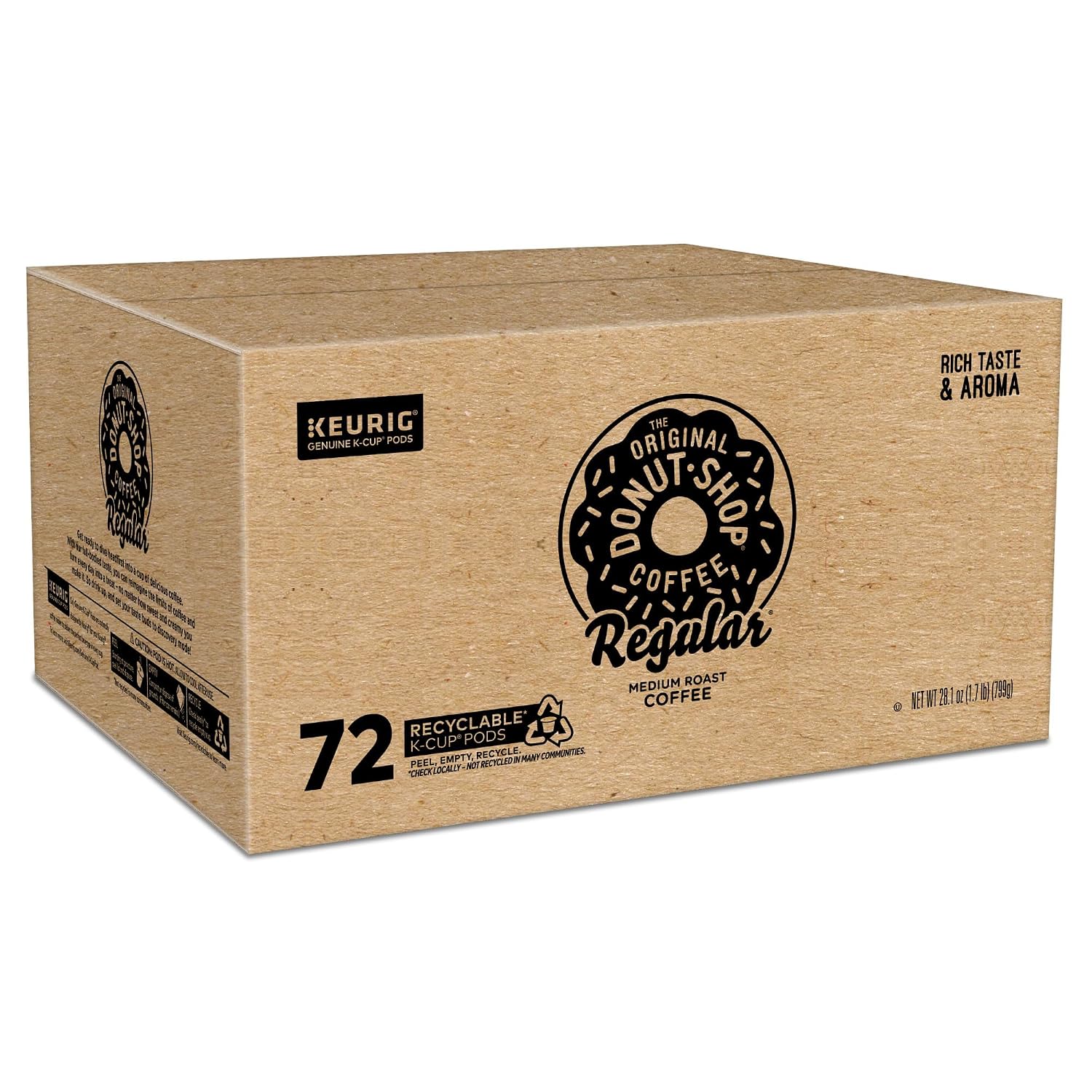 The Original Donut Shop Regular, Single-Serve Keurig K-Cup Pods, Medium Roast Coffee Pods, 96 Count
