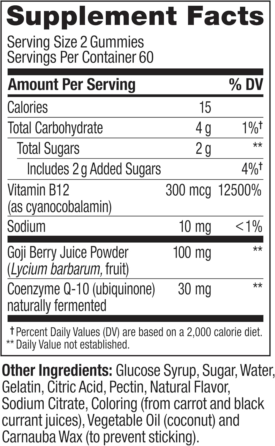 OLLY Daily Energy Gummy,Vitamin B12, CoQ10, Goji Berry - 60 Count