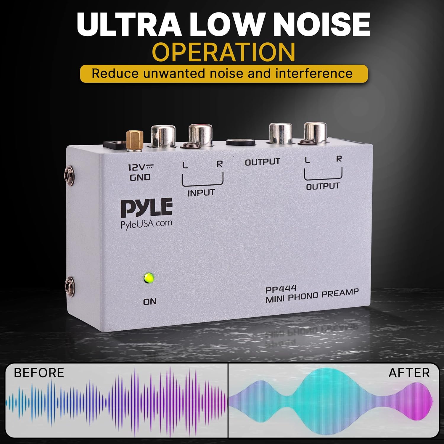 Pyle Ultra Compact Phono Preamp - Mini Turntable Preamp for Audio - Guitar