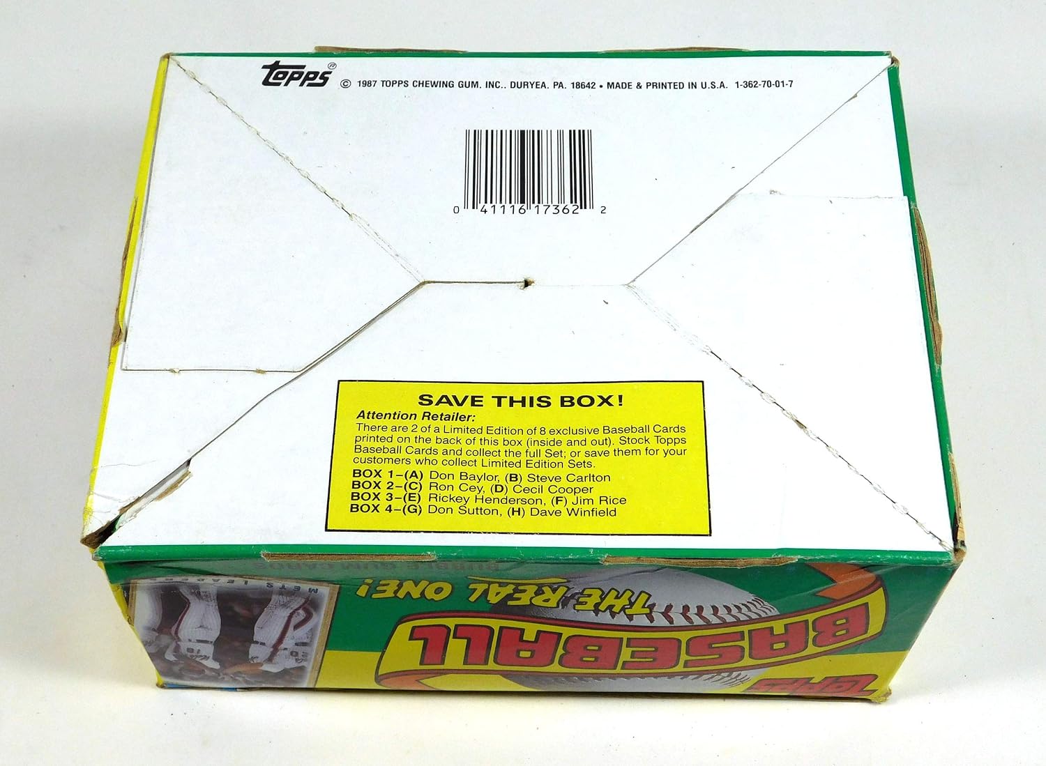 Topps 1987 Baseball Wax Pack Trading Card Box (36 Packs) Possible Rookie Cards Including Barry Bonds, Rafael Palmeiro and Barry Larkin