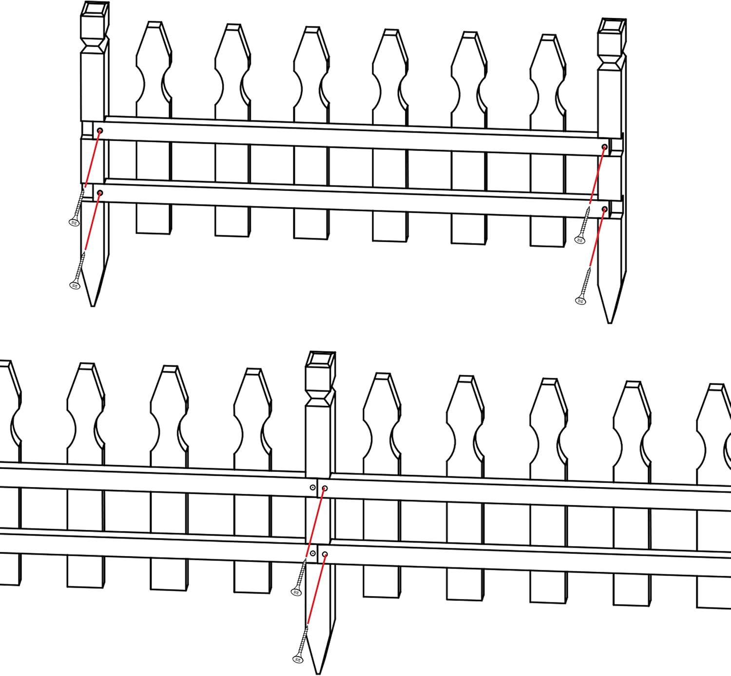 Topeakmart 177.5in Picket Fence for Garden, Wooden Fence Panels,Dark Brown