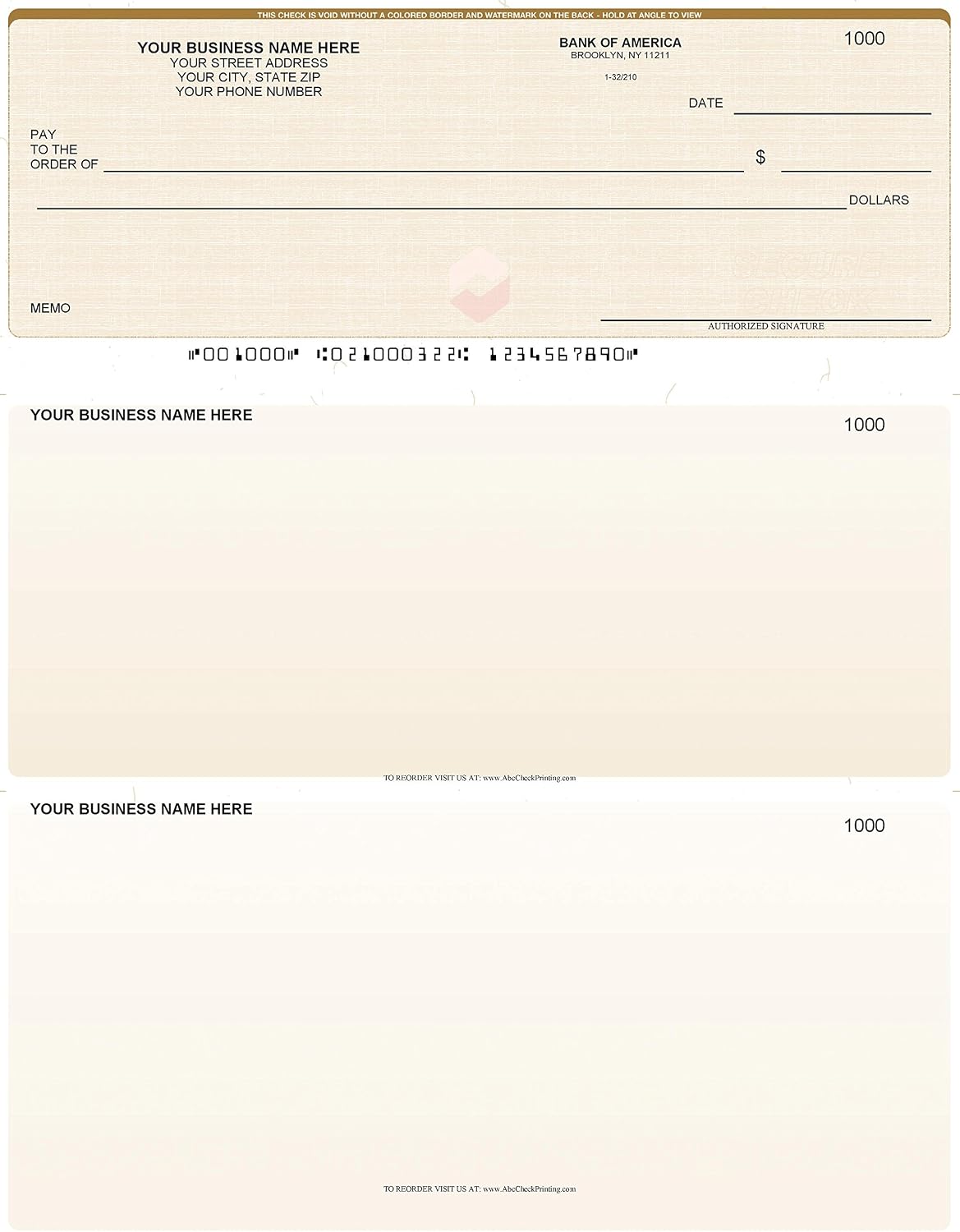 ABC Computer Checks Compatible w/QuickBooks, Checks on Top, Gray Linen (100 Sheets)