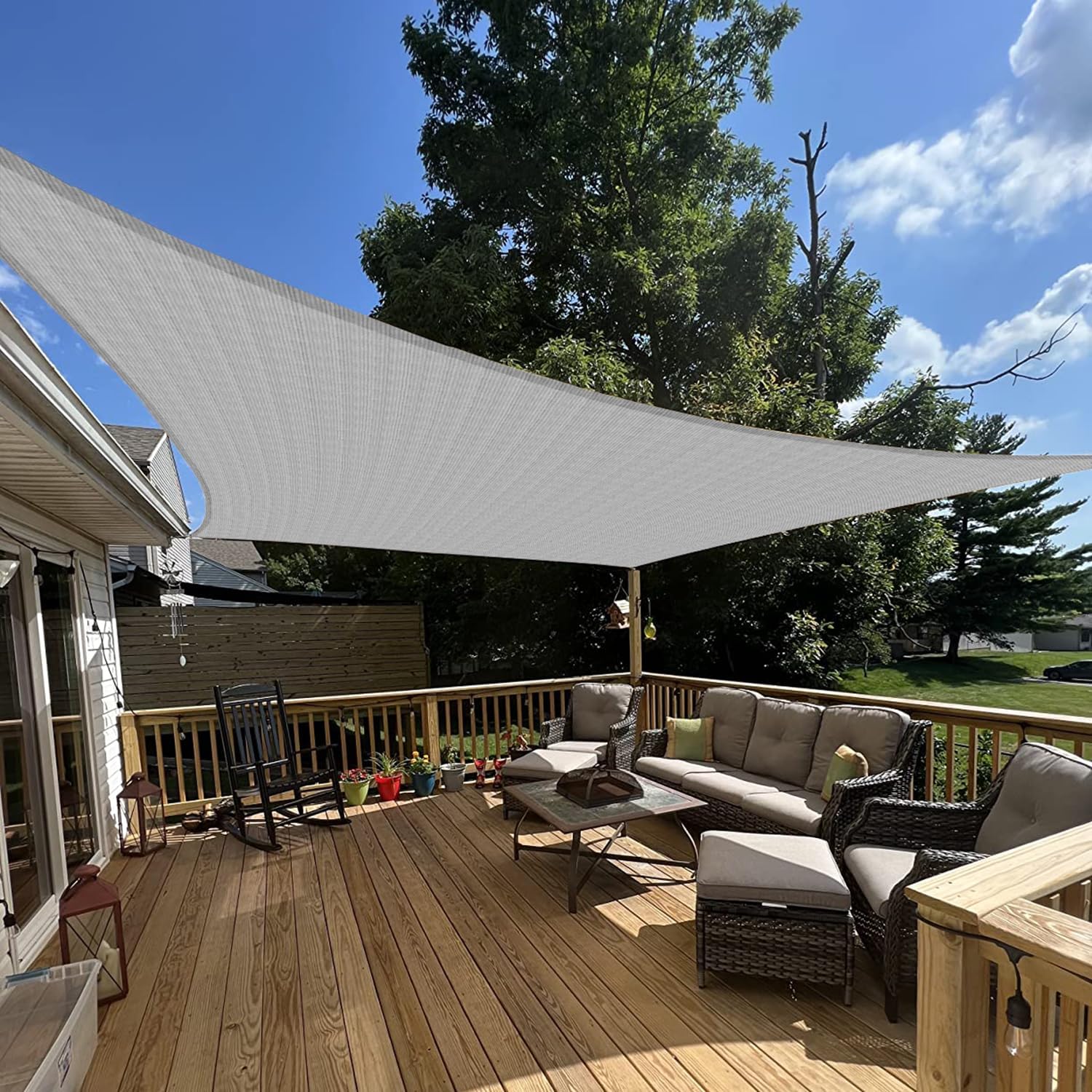 E&K Sunrise 8' x 10' Sun Shade Sail Rectangle Canopy Shade Cover UV Block for Patio Backyard Garden Outdoor (Gray)