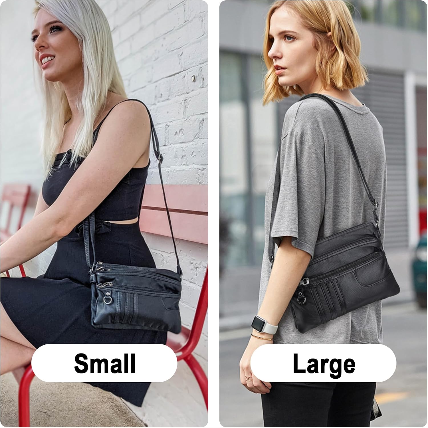 MINICAT Multi Pocket Small Crossbody Purses for Women Everyday Shoulder Bag | Lightweight Organizer, Cross body Bag with Multiple Zipper Pockets, Vegan Leather, Phone Purse for Travel Casual Daily