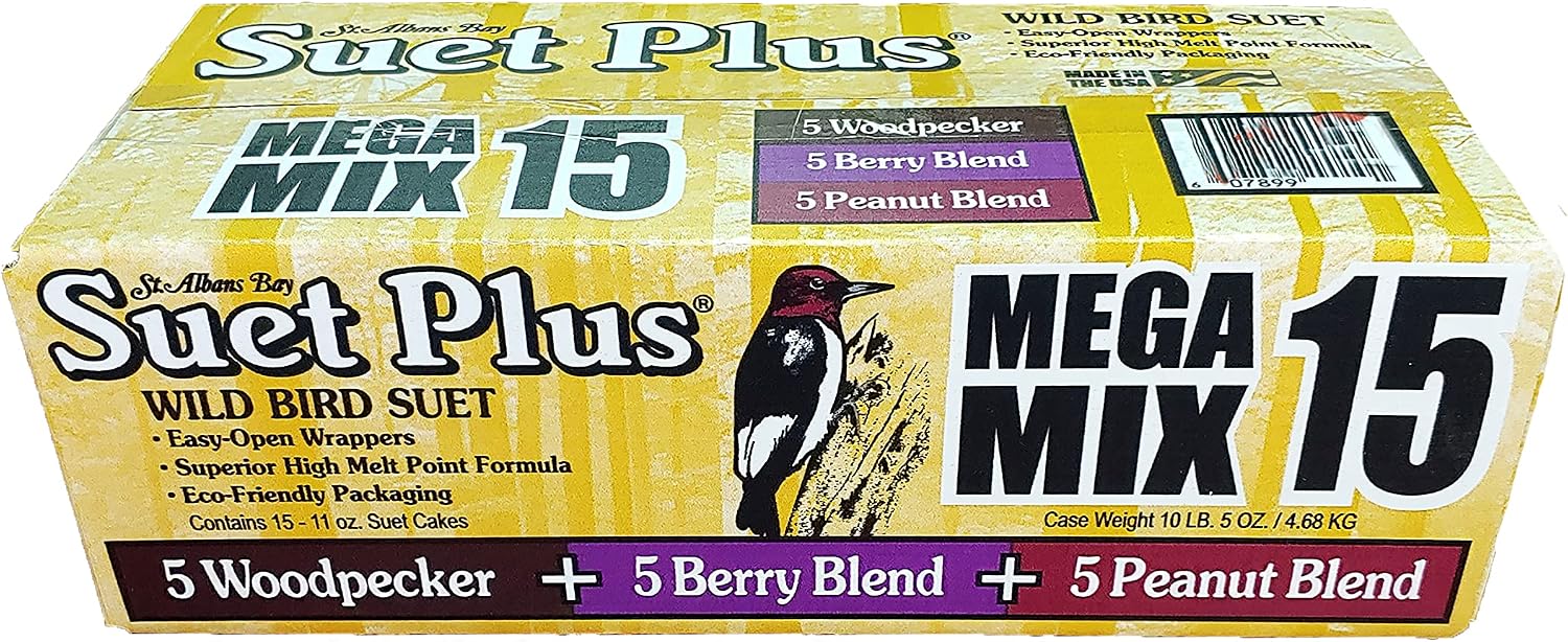 ST. ALBANS BAY SUET PLUS Suet Cake Variety Packs, 11 oz. Wild Bird Suet Cakes (High Energy, 10 Pack)