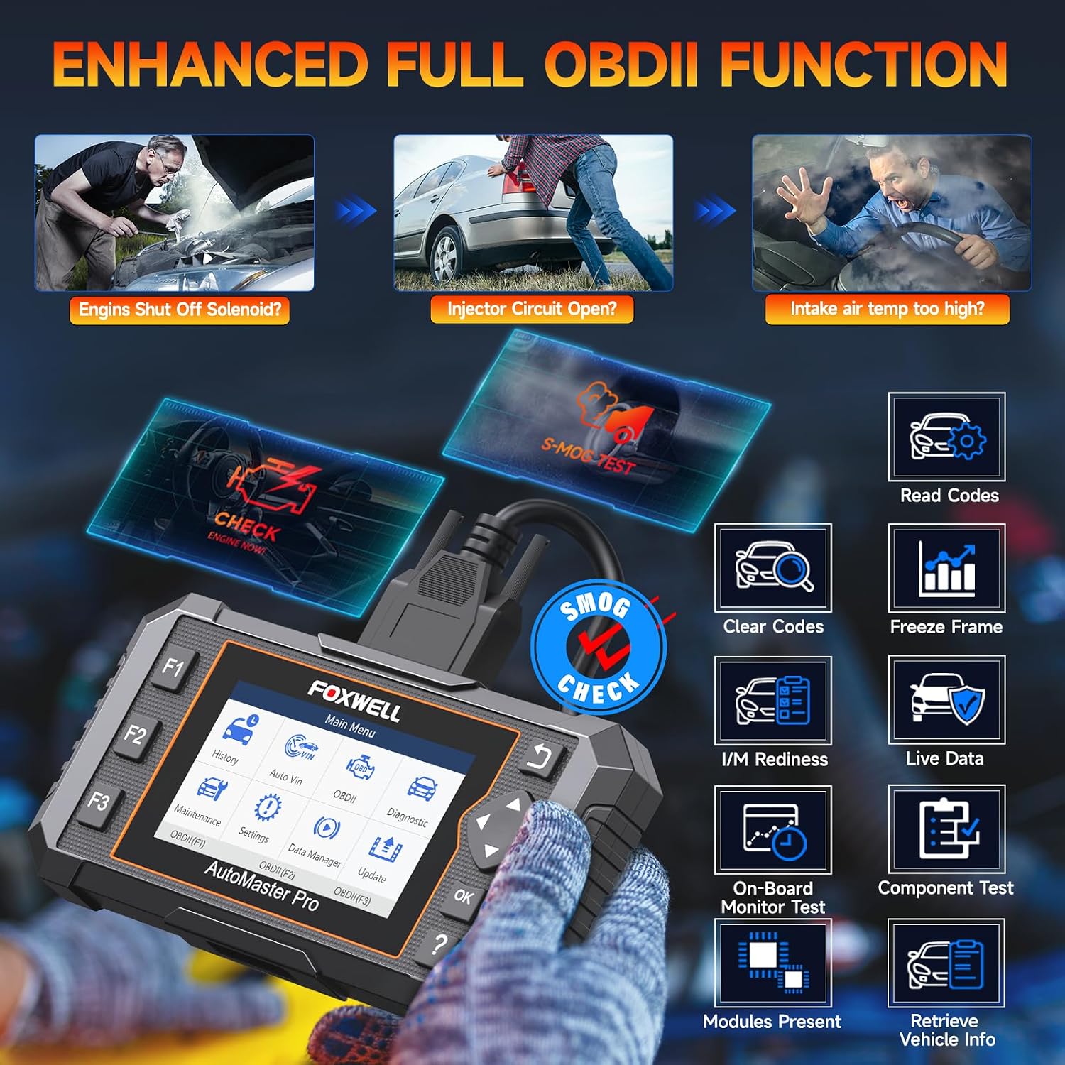 2026 FOXWELL NT614 Elite OBD2 Scanner, 4 Systems, 5 Resets Code Reader