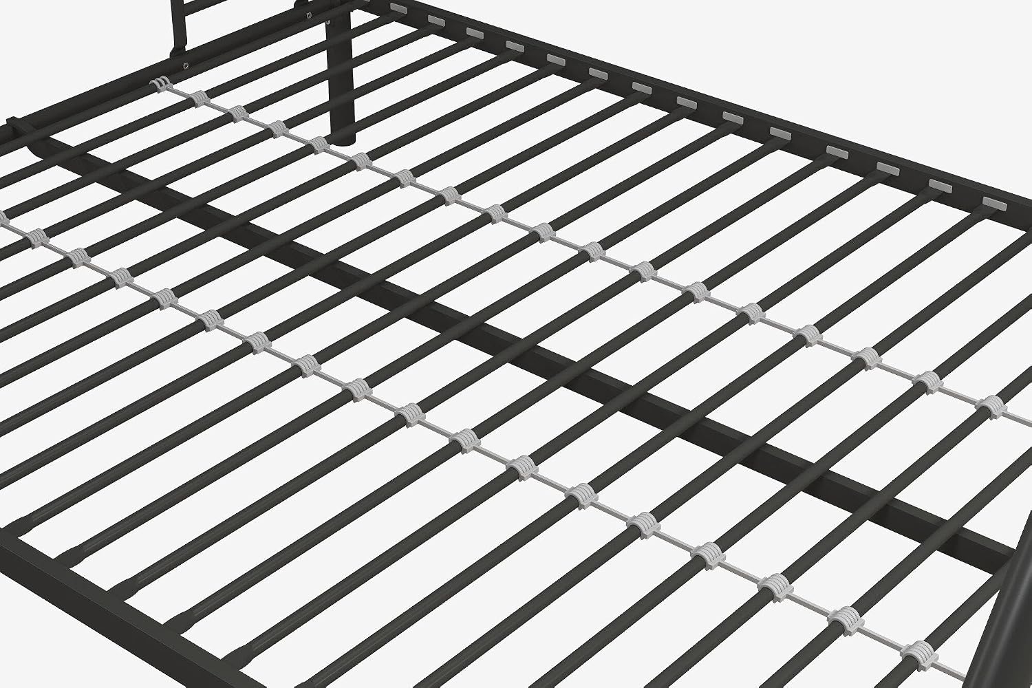 DHP Twin-Over-Futon Convertible Couch and Bed with Metal Frame, Ladder and Guardrails - Black