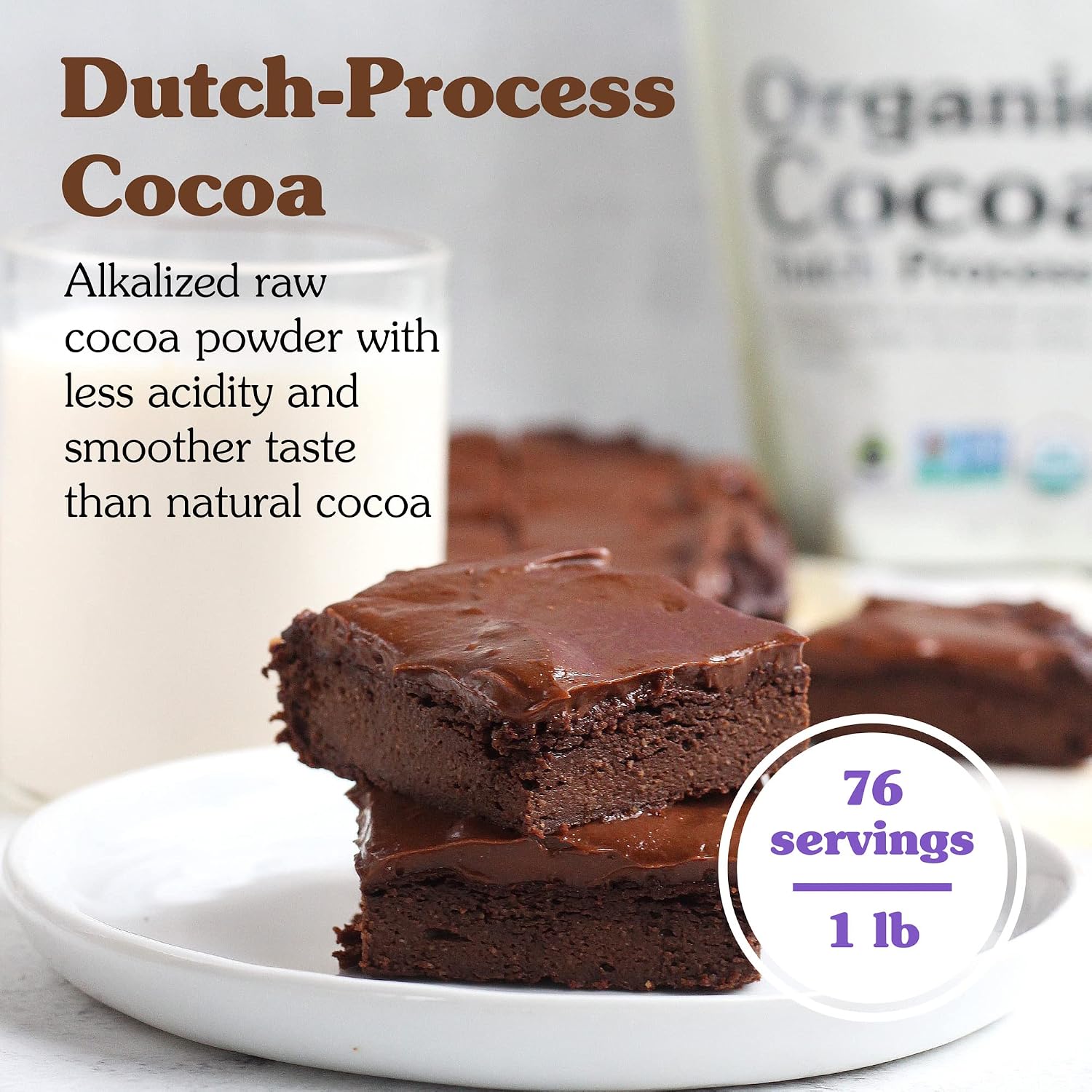 NuNaturals Organic Fairtrade Dutch Cocoa Powder Unsweetened 10-12%, 1 lb