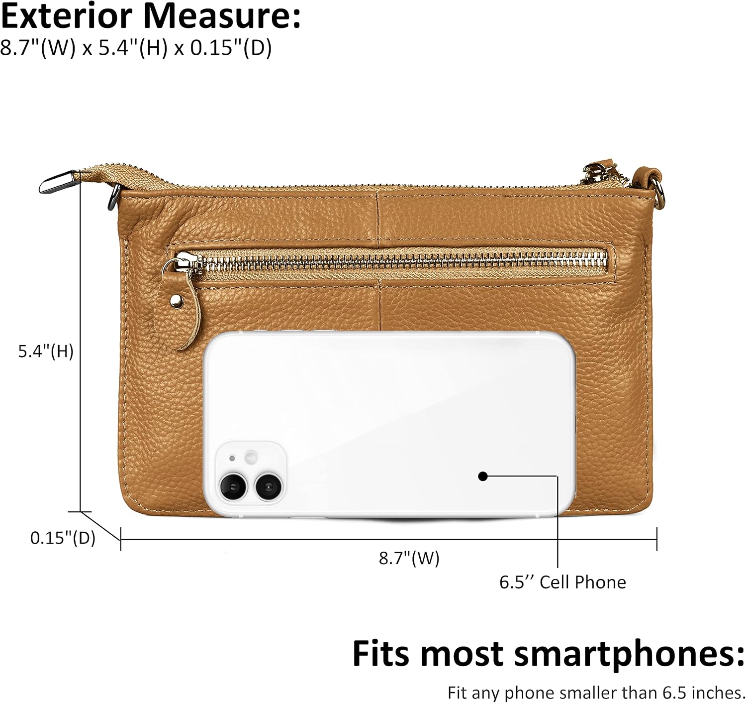 befen Genuine Leather Small Crossbody Bags for Women Wristlet Wallet Purses | Real Leather, RFID Blocking Card Slots, Wristlet Strap, Clutch Purse, Fit iPhone 17 Pro Max, Leather Handbags