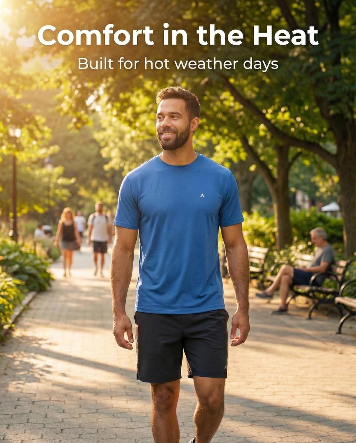 Arctic Cool Men’s Crew Neck Instant Cooling Moisture Wicking Performance UPF 50+ Short Sleeve Workout Shirt