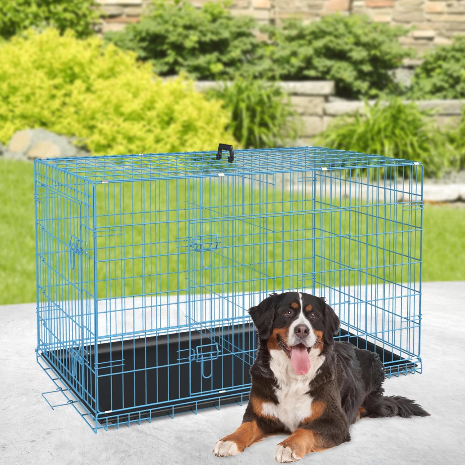 BestPet | Dog Crate | 48" | Black | Foldable Metal Kennel with Double Doors