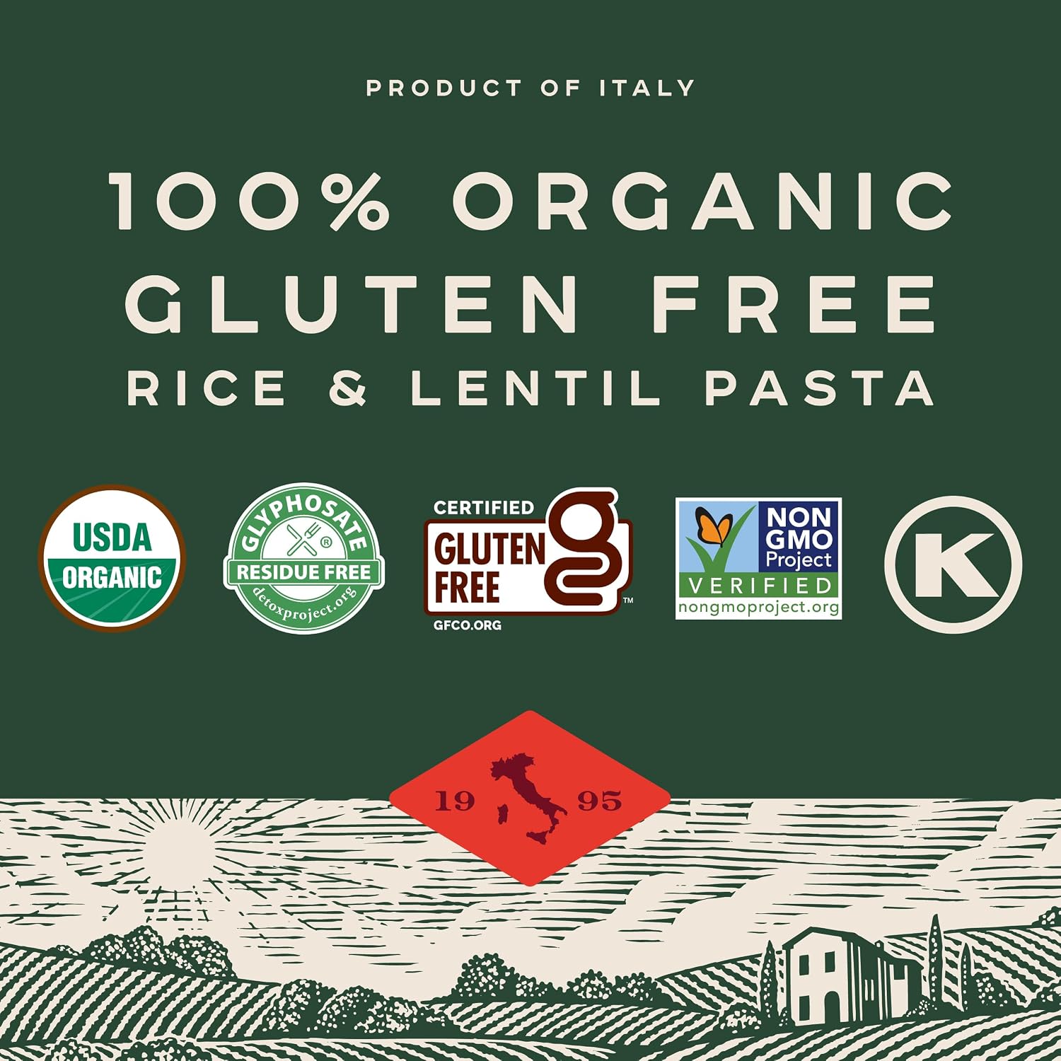 Bionaturae Elbow Pasta Noodles - Gluten Free Pasta Organic, Rice & Lentil Pasta, Kosher Certified, High Protein, Non-GMO Verified, USDA Certified, Gluten Free Pastas, Crafted in Italy - 12 Oz, 3 Pack