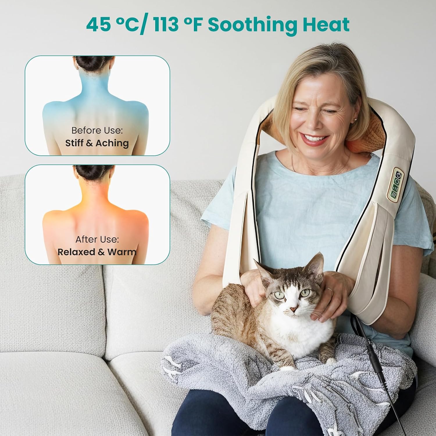 Nekteck Shiatsu Neck Massager with Heat for Pain Relief, NOT Cordless | 2026 Upgraded 3D Back Shoulder Kneading Massage Pillow, 3 Intensity Speeds Deep Tissue, Relaxation Gifts for Men Women, Black
