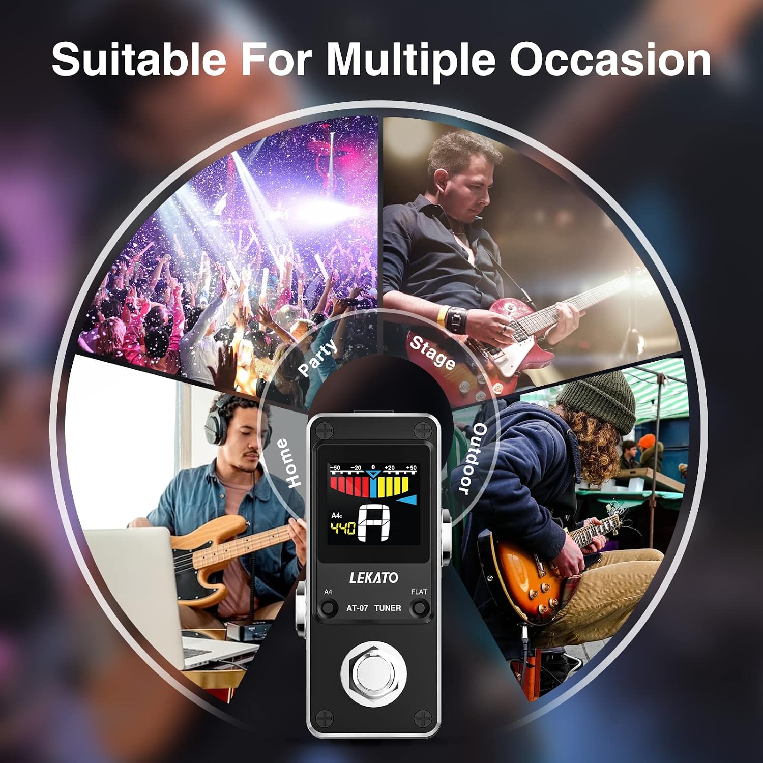 LEKATO Looper Guitar Pedal Guitar Loop Pedal Tuner Pedal 9 Loops 40 Minutes Record Time Unlimited Overdubs for Electric Guitar Bass (Black)