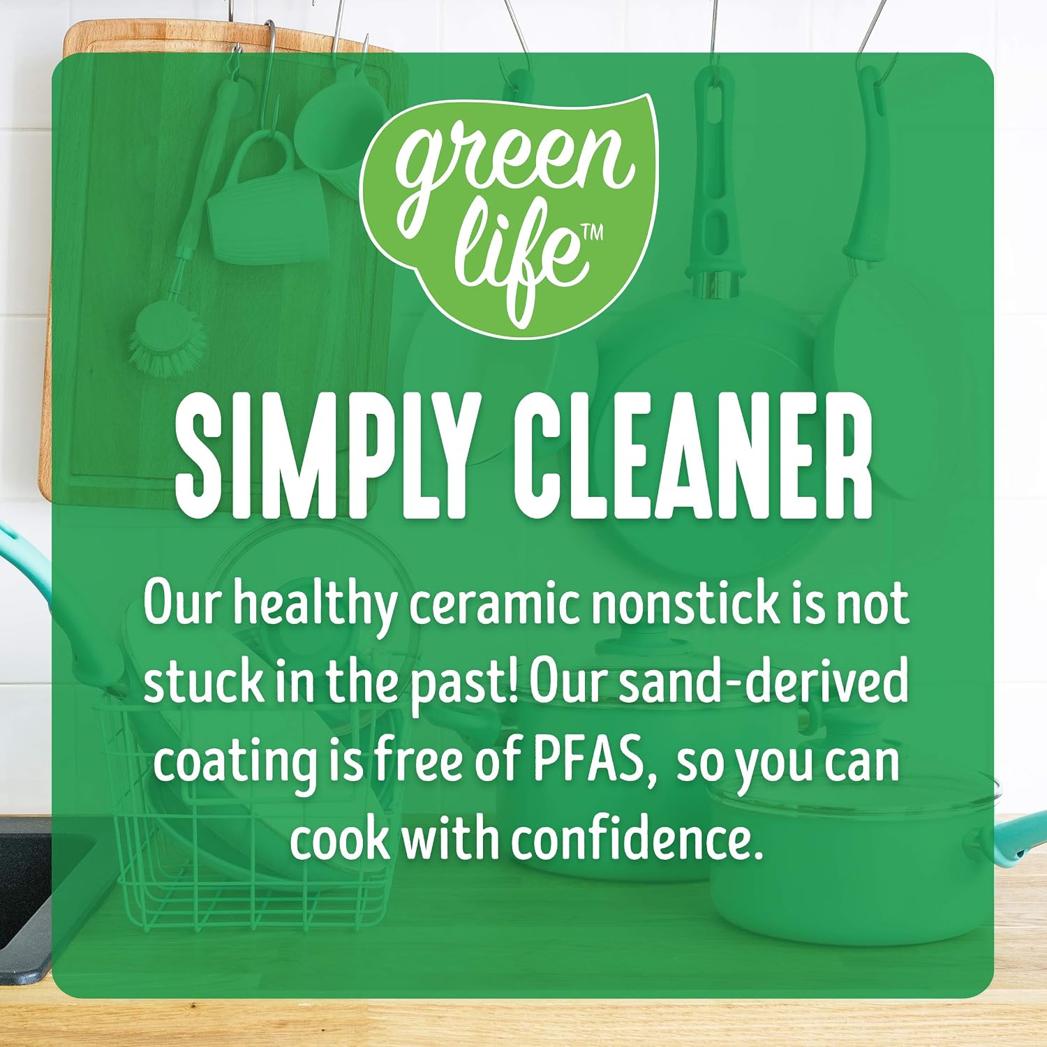 GreenLife Soft Grip Healthy Ceramic Nonstick, 15 Piece Cookware Pots and Pans Set, Induction, PFAS-Free, Dishwasher Safe, Turquoise