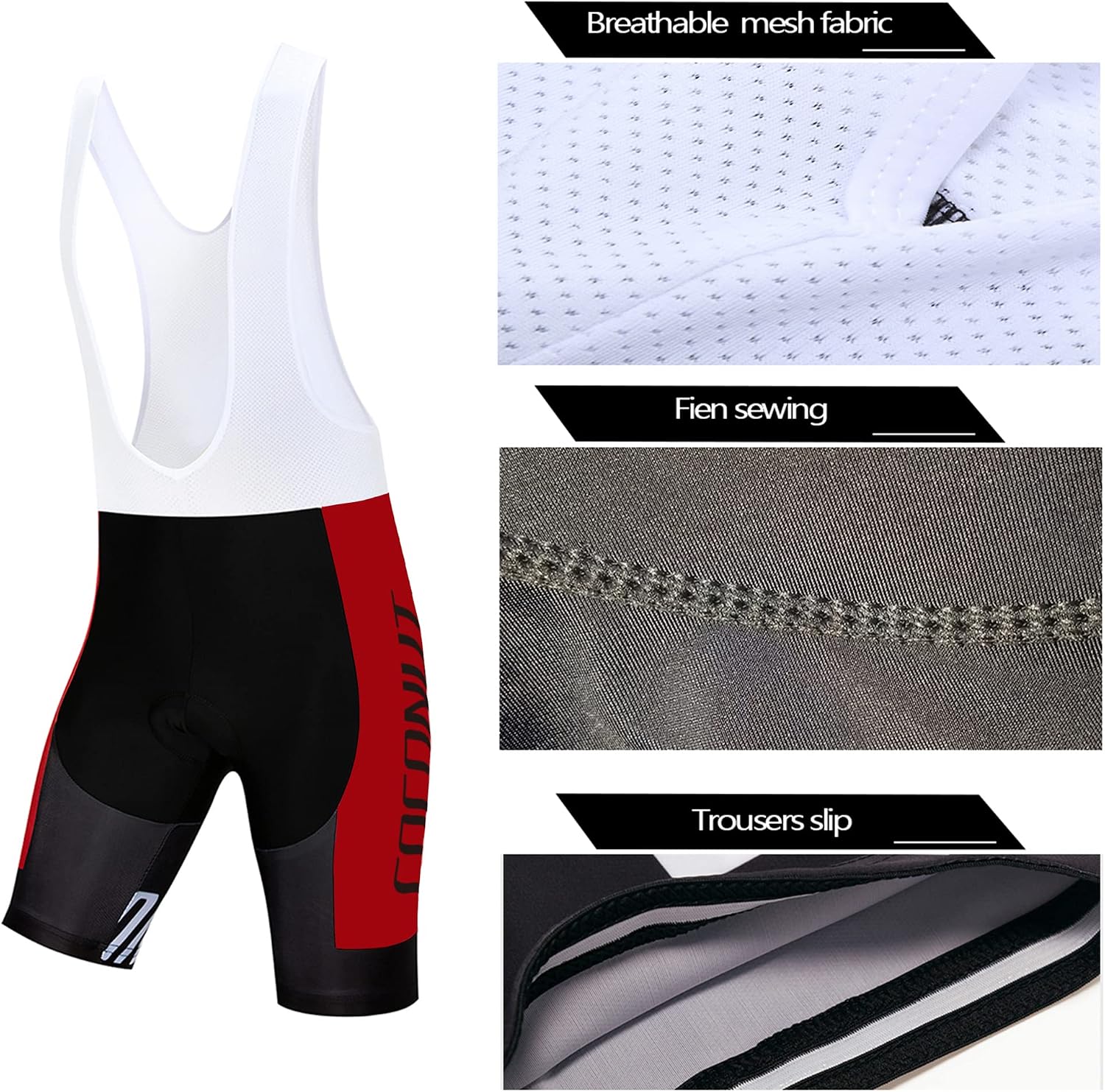 Coconut Ropamo CR Men's Cycling Jersey Set Road Bike Jersey Zipper Pocket Bib Shorts with 4D Padded Cycling Clothing Set